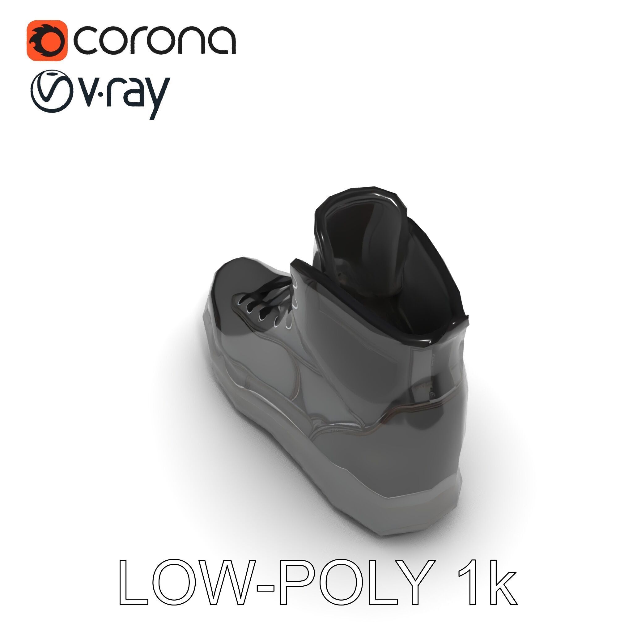 Black Tactical Boot D Model Pack Low-poly 3D model_7