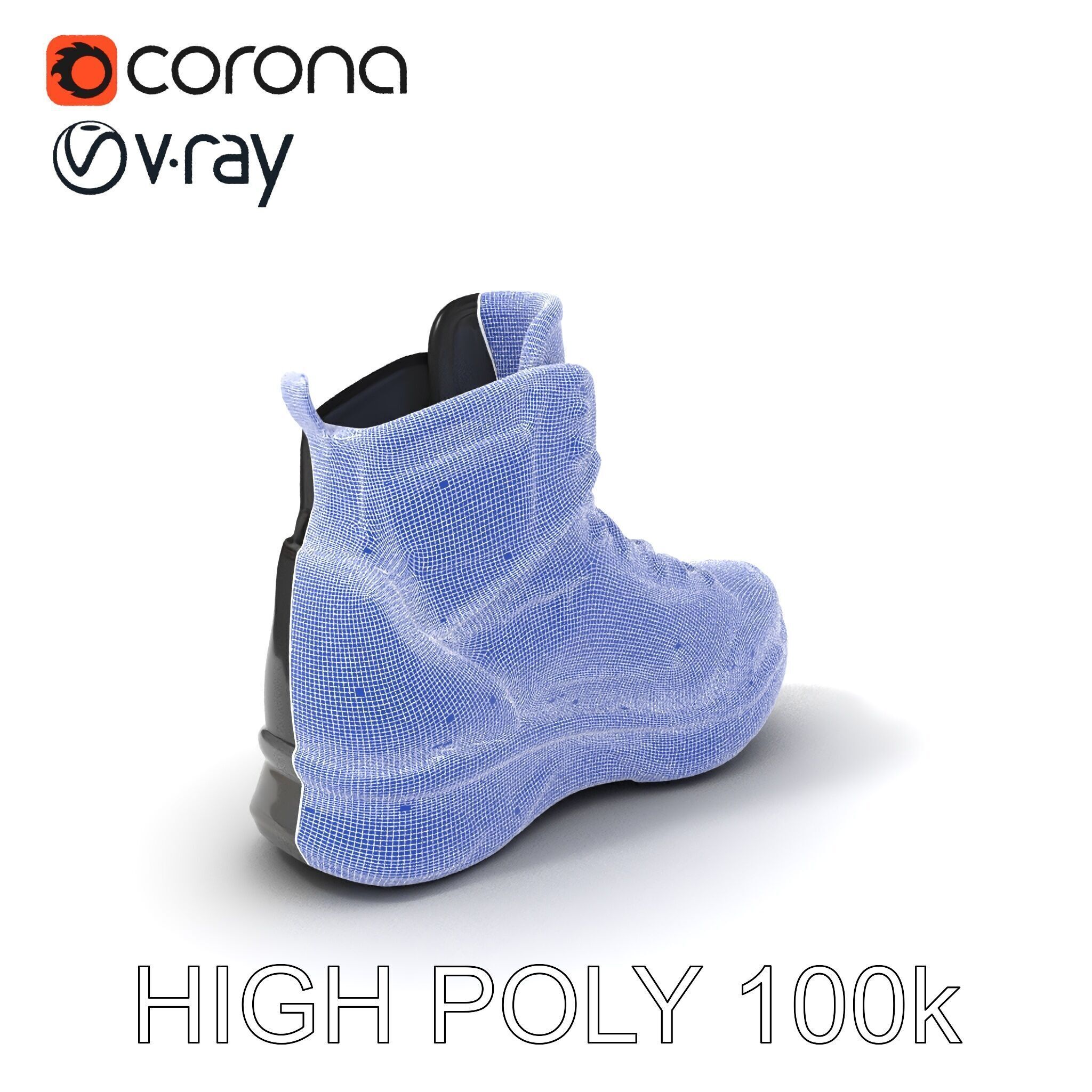 Black Tactical Boot D Model Pack Low-poly 3D model_4