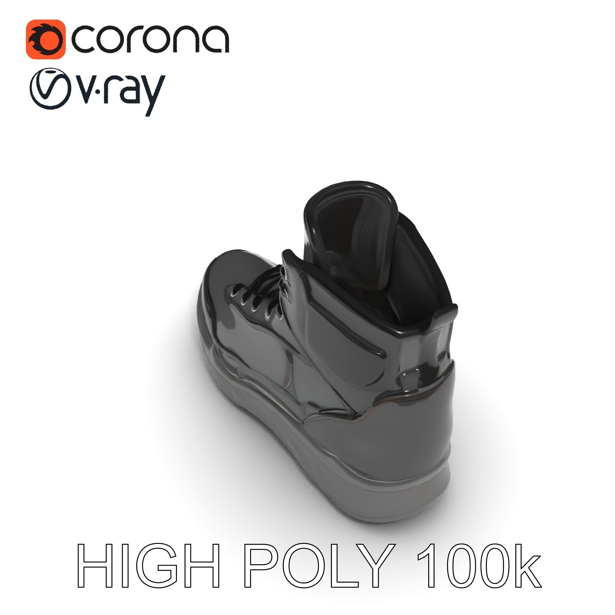 Black Tactical Boot D Model Pack Low-poly 3D model_14