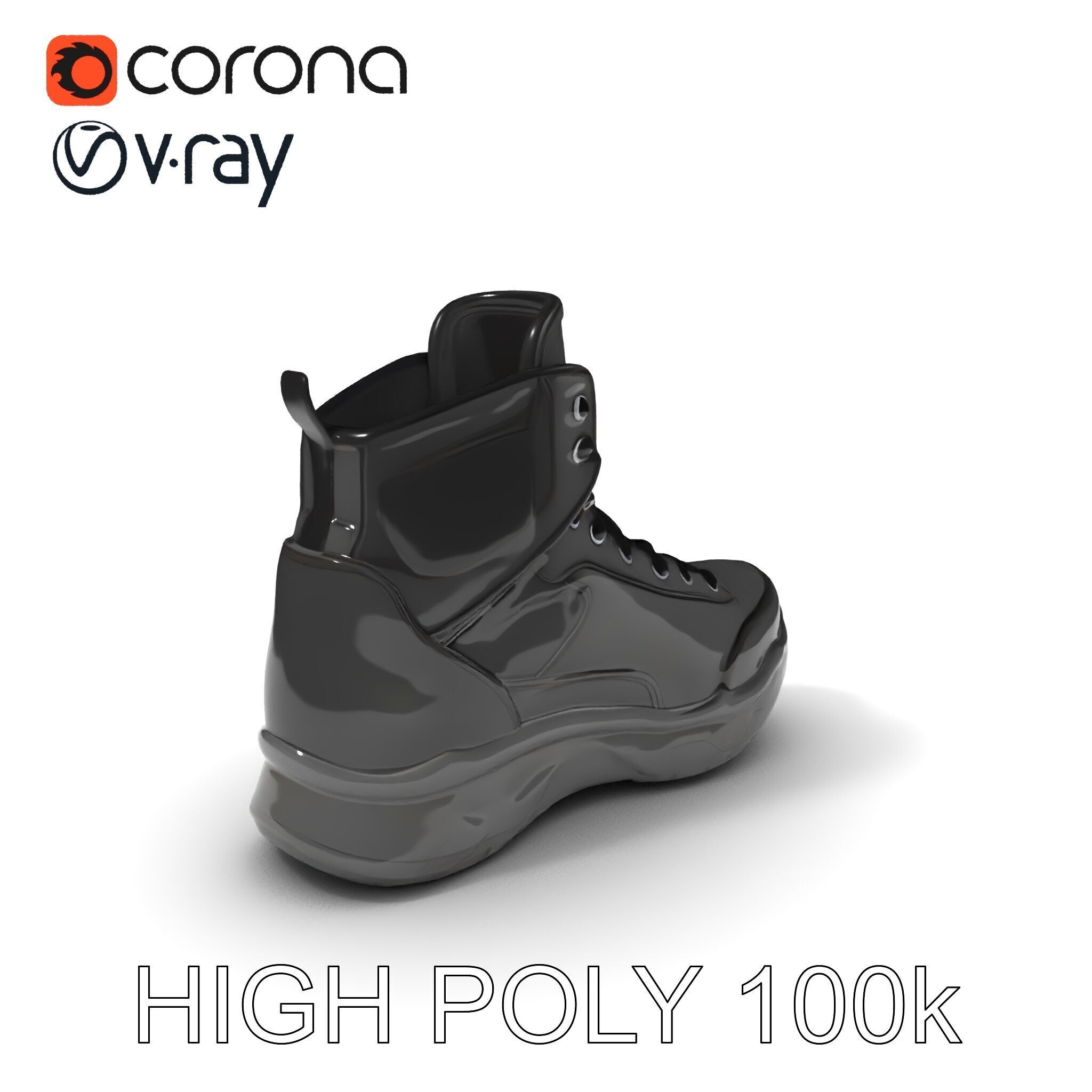 Black Tactical Boot D Model Pack Low-poly 3D model_3