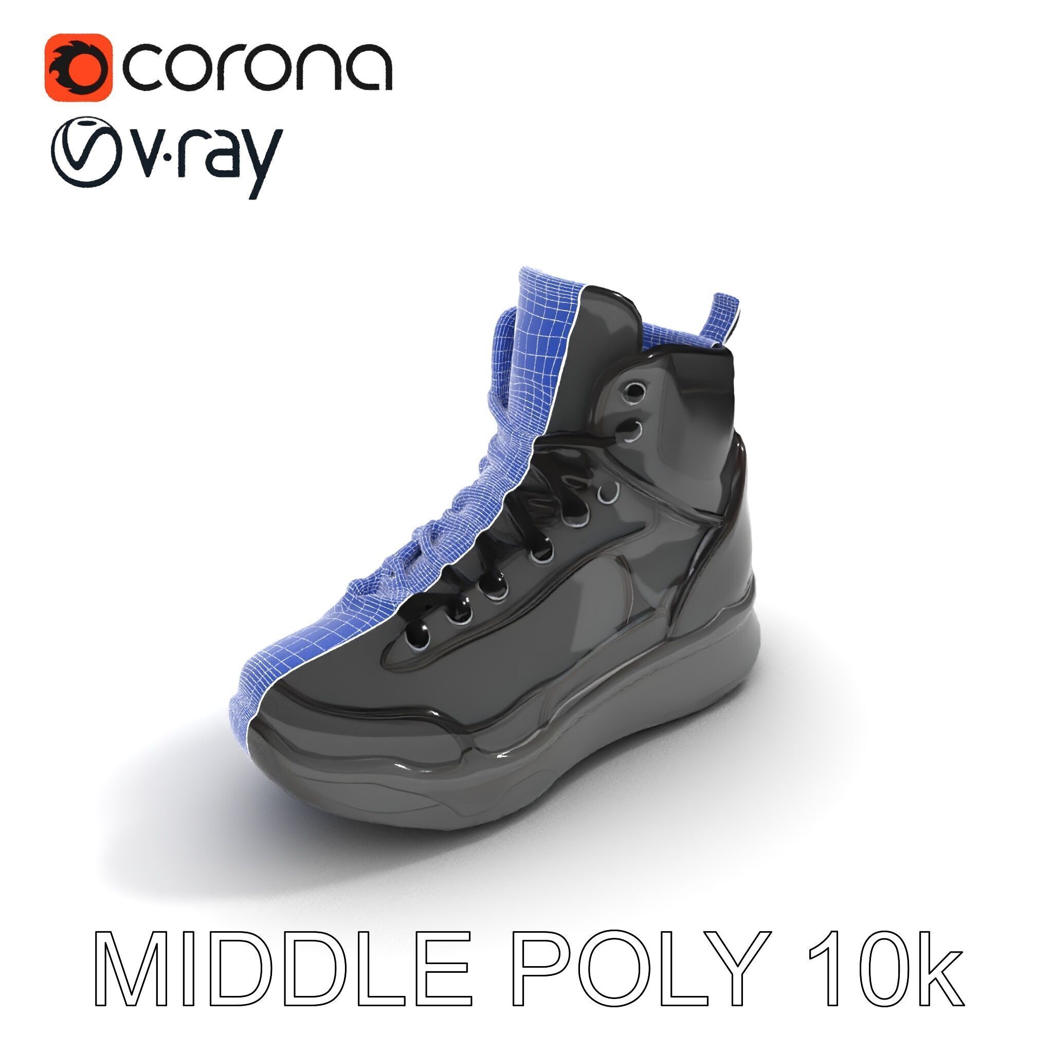 Black Tactical Boot D Model Pack Low-poly 3D model_27