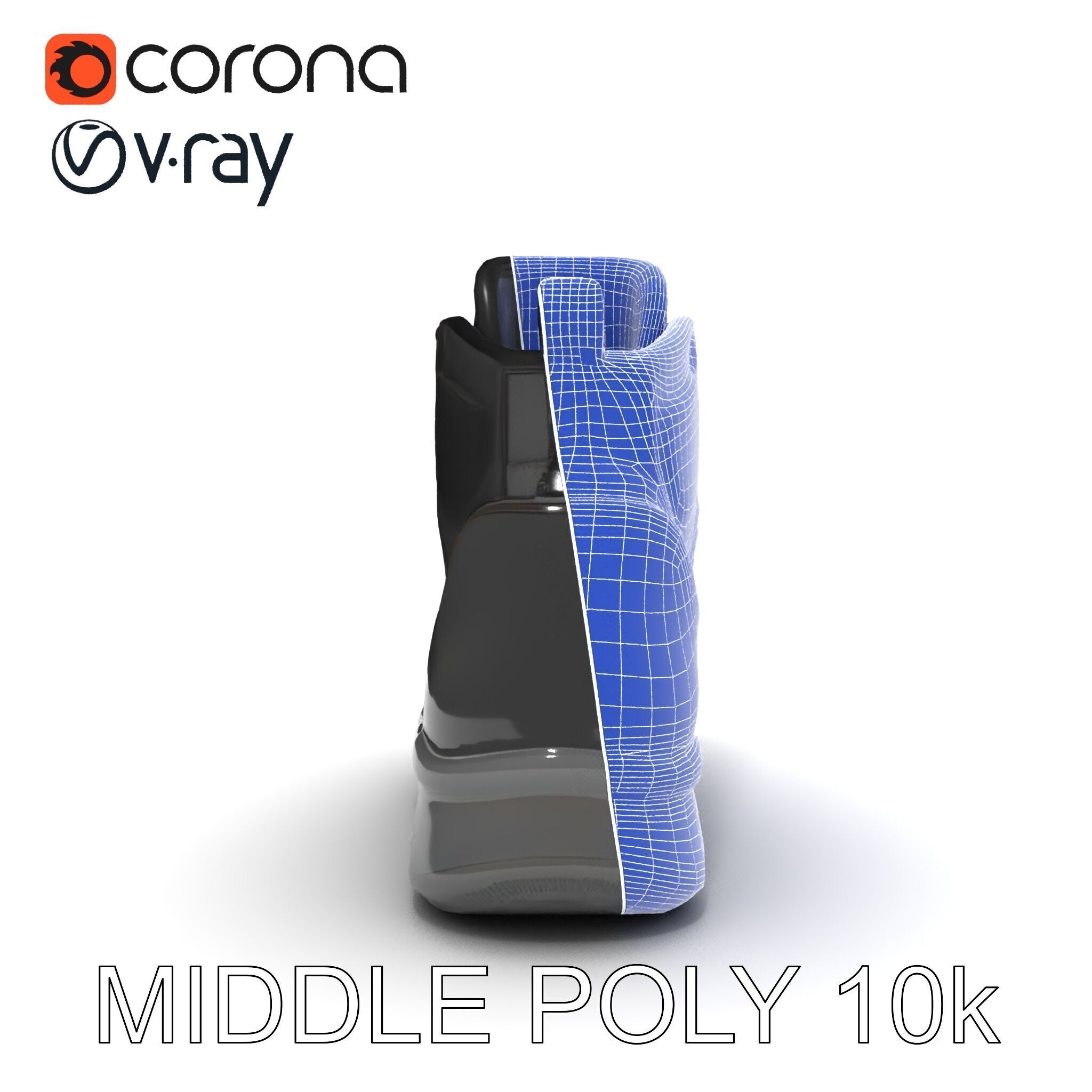 Black Tactical Boot D Model Pack Low-poly 3D model_12