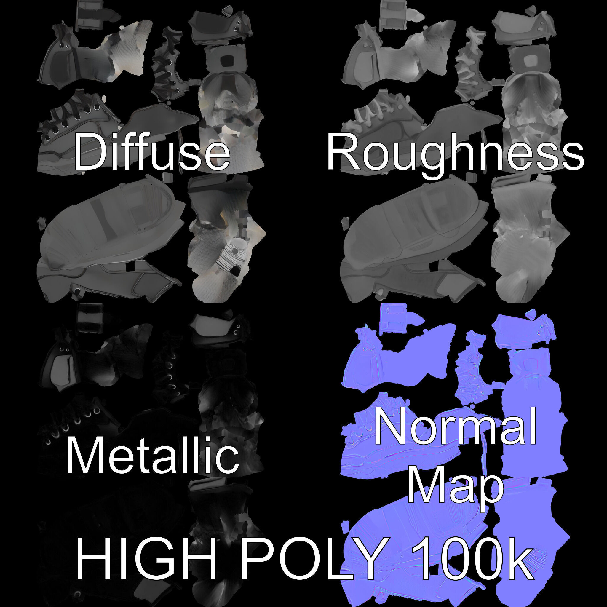 Black Tactical Boot D Model Pack Low-poly 3D model_2