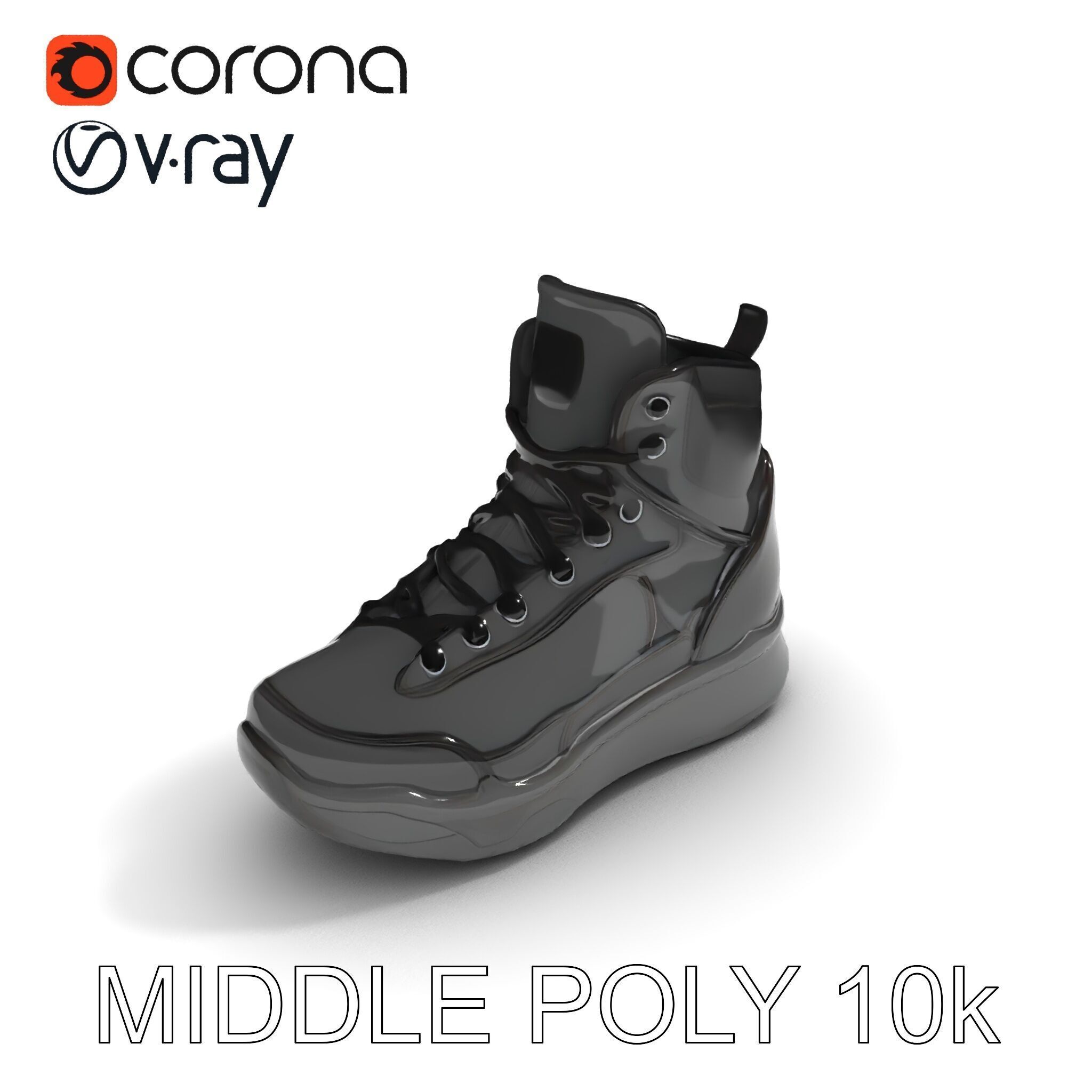 Black Tactical Boot D Model Pack Low-poly 3D model_22