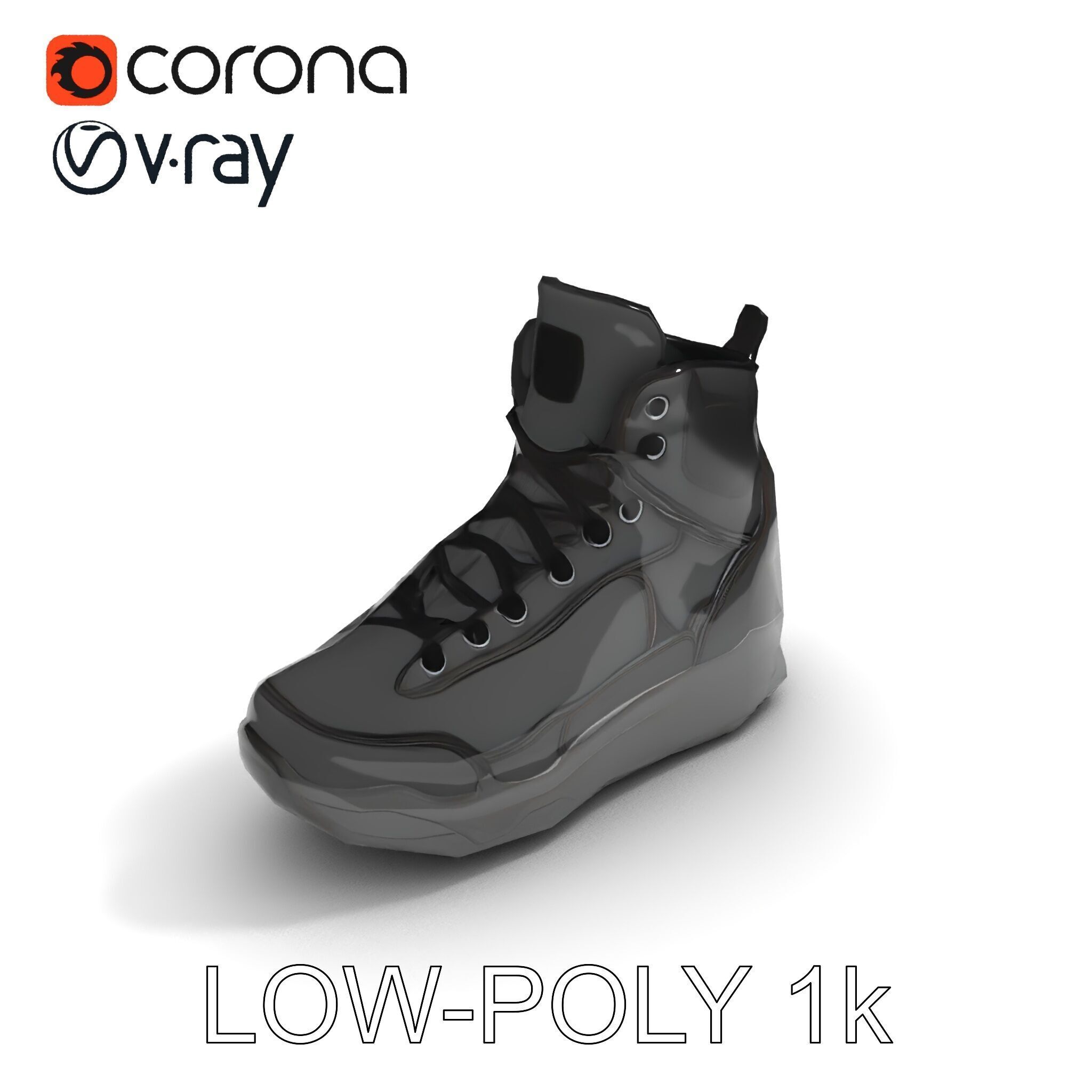 Black Tactical Boot D Model Pack Low-poly 3D model_31