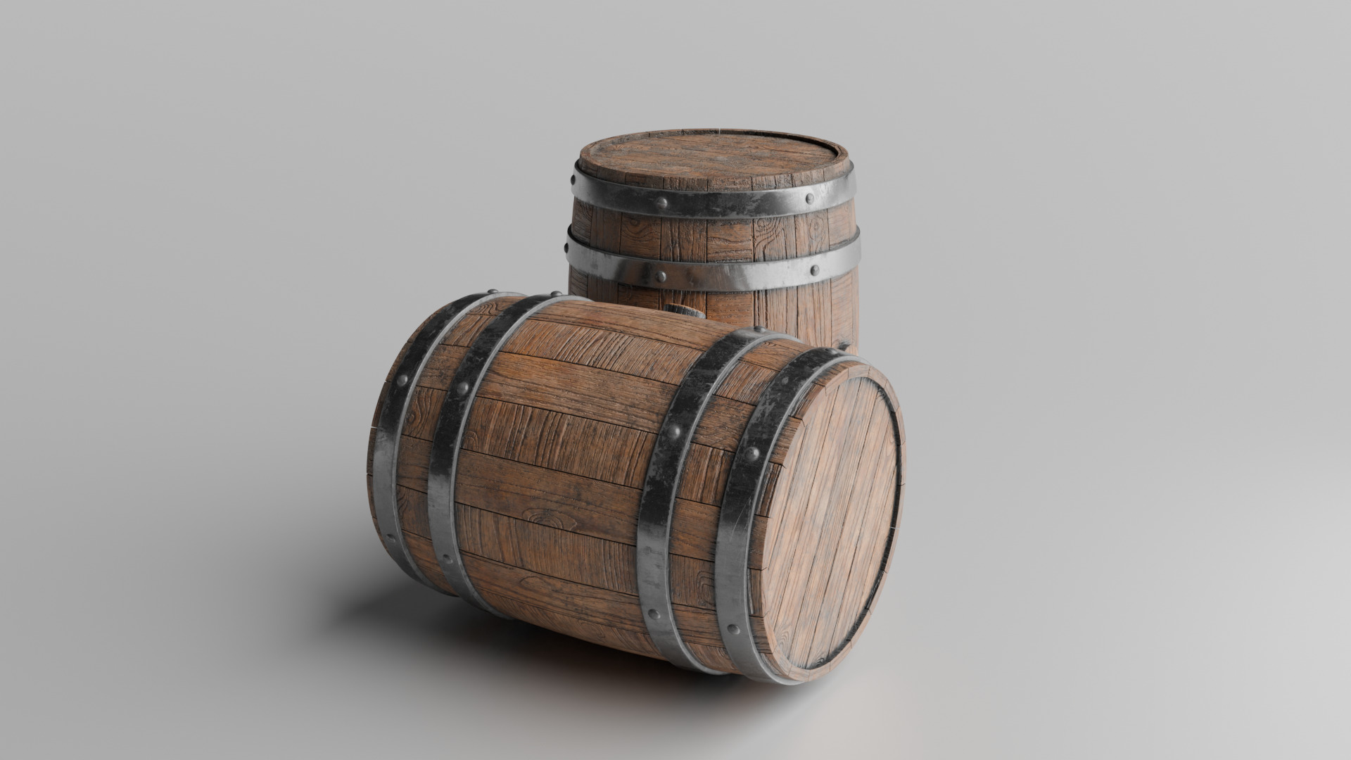 Wooden Barrel  3D model_2