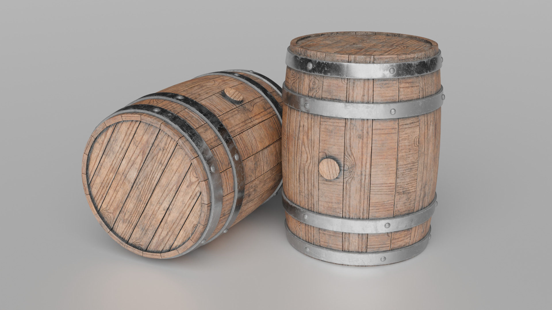 Wooden Barrel  3D model_3
