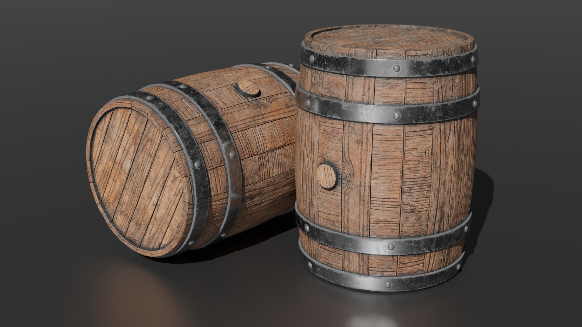 Wooden Barrel  3D model_4