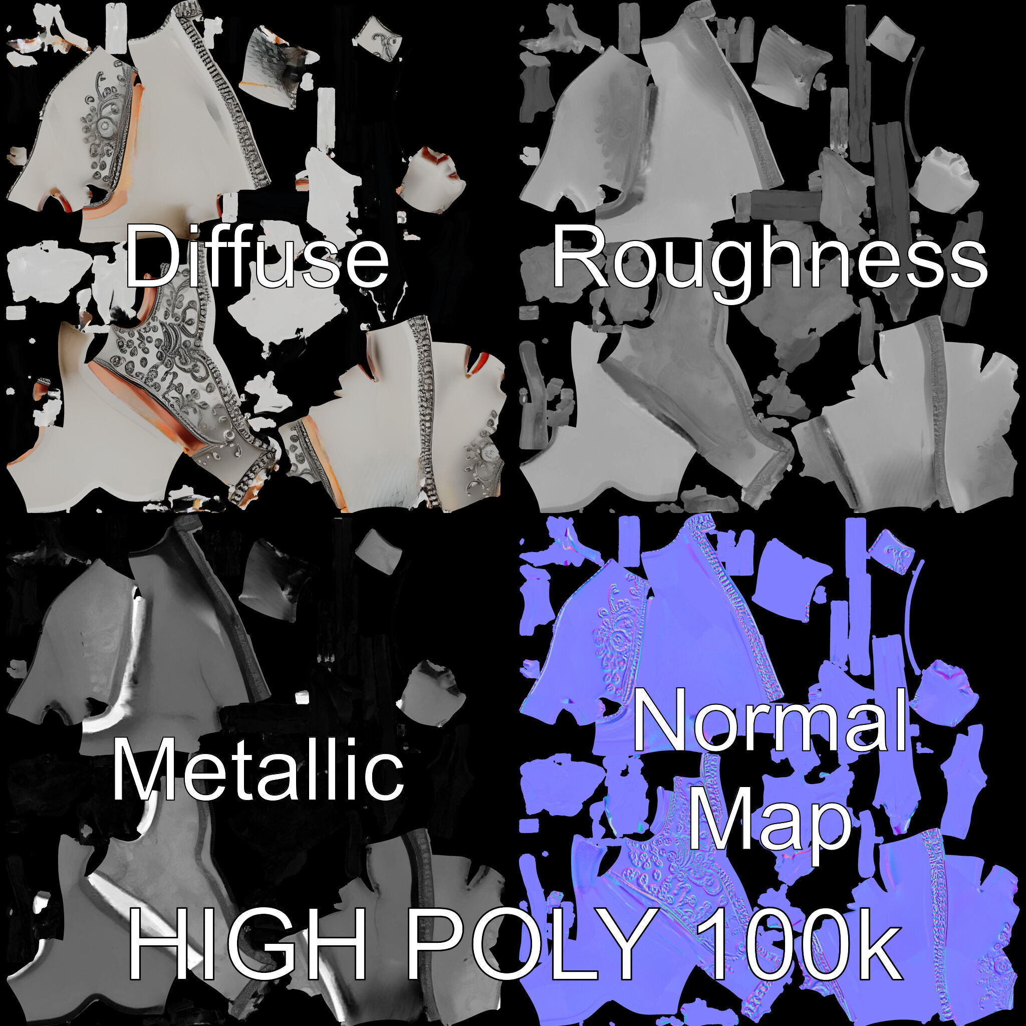 Intricate Venetian Mask Model Pack Low-poly 3D model_2