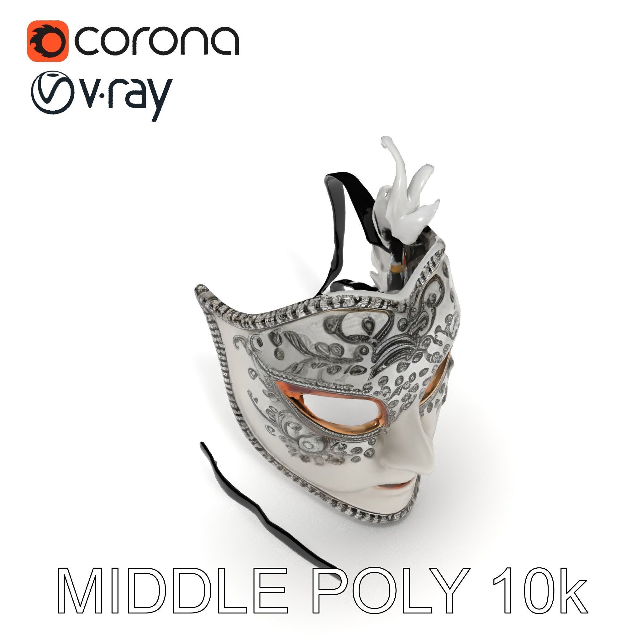 Intricate Venetian Mask Model Pack Low-poly 3D model_30