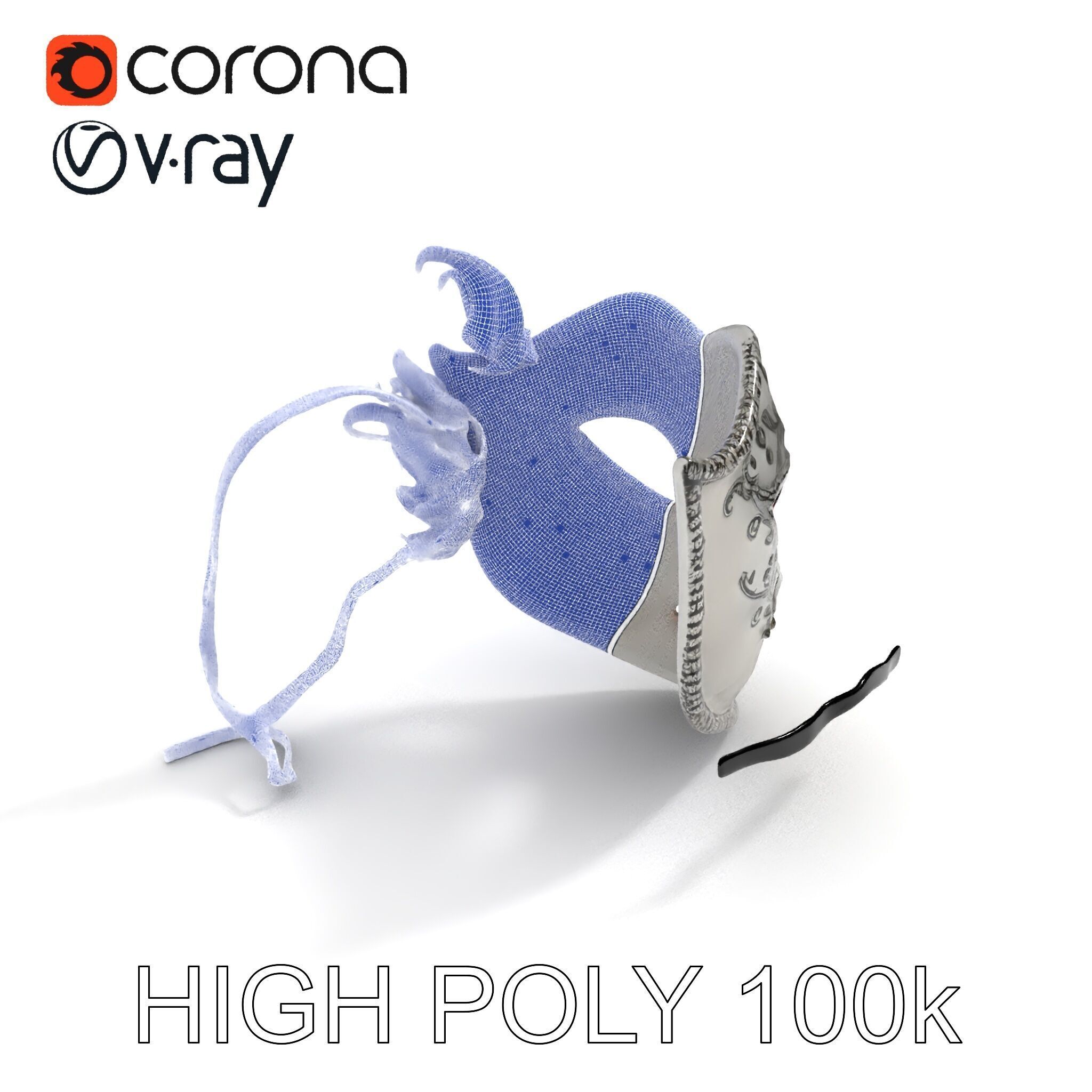 Intricate Venetian Mask Model Pack Low-poly 3D model_16