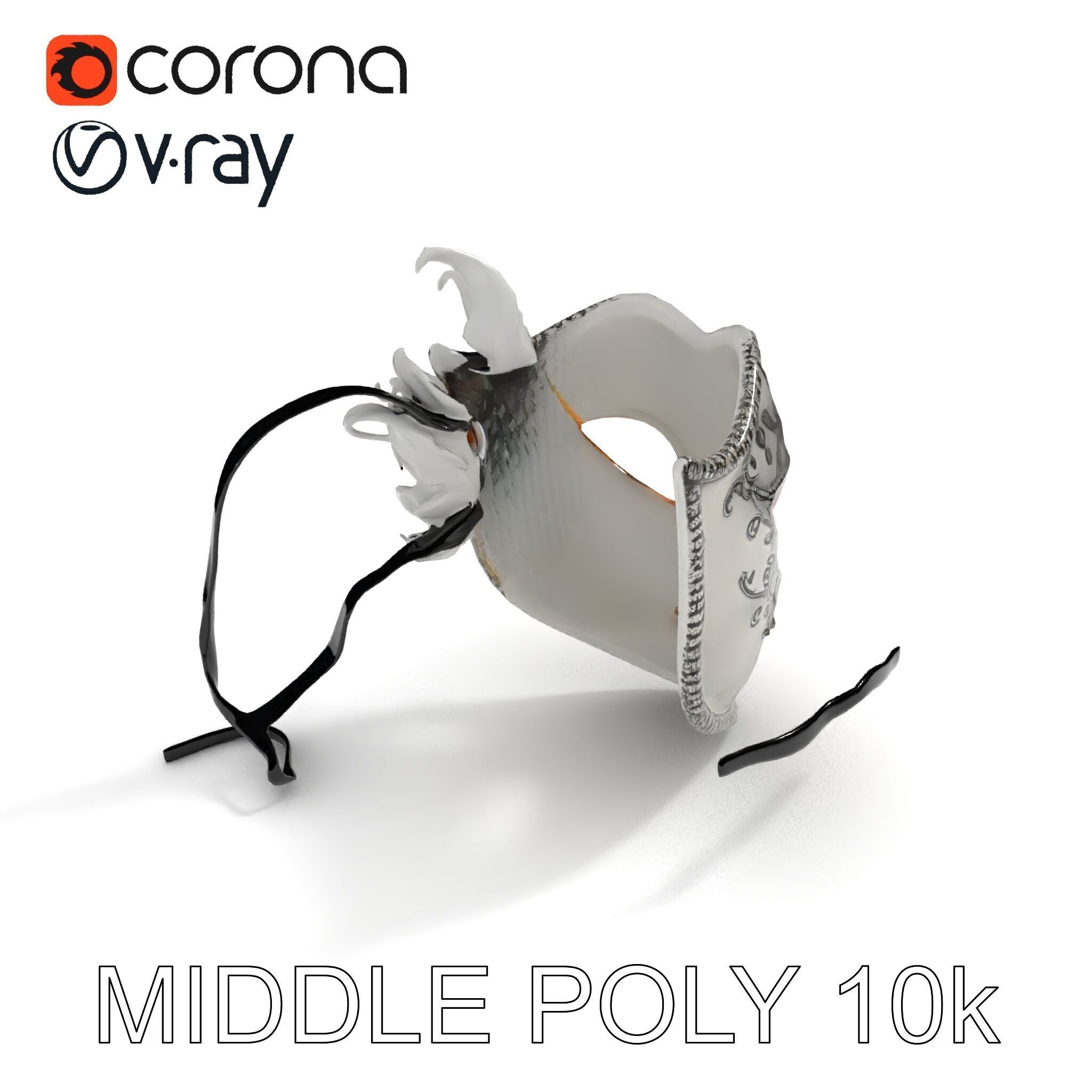 Intricate Venetian Mask Model Pack Low-poly 3D model_28