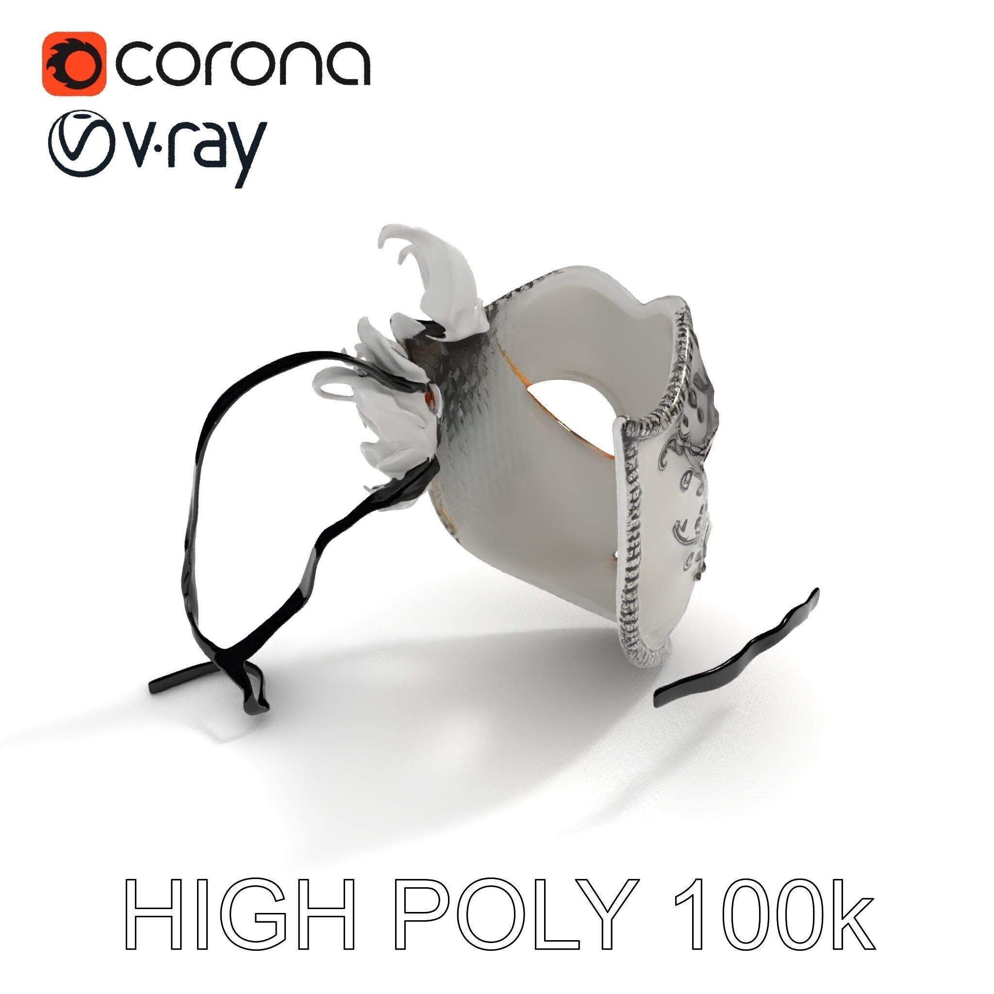 Intricate Venetian Mask Model Pack Low-poly 3D model_13