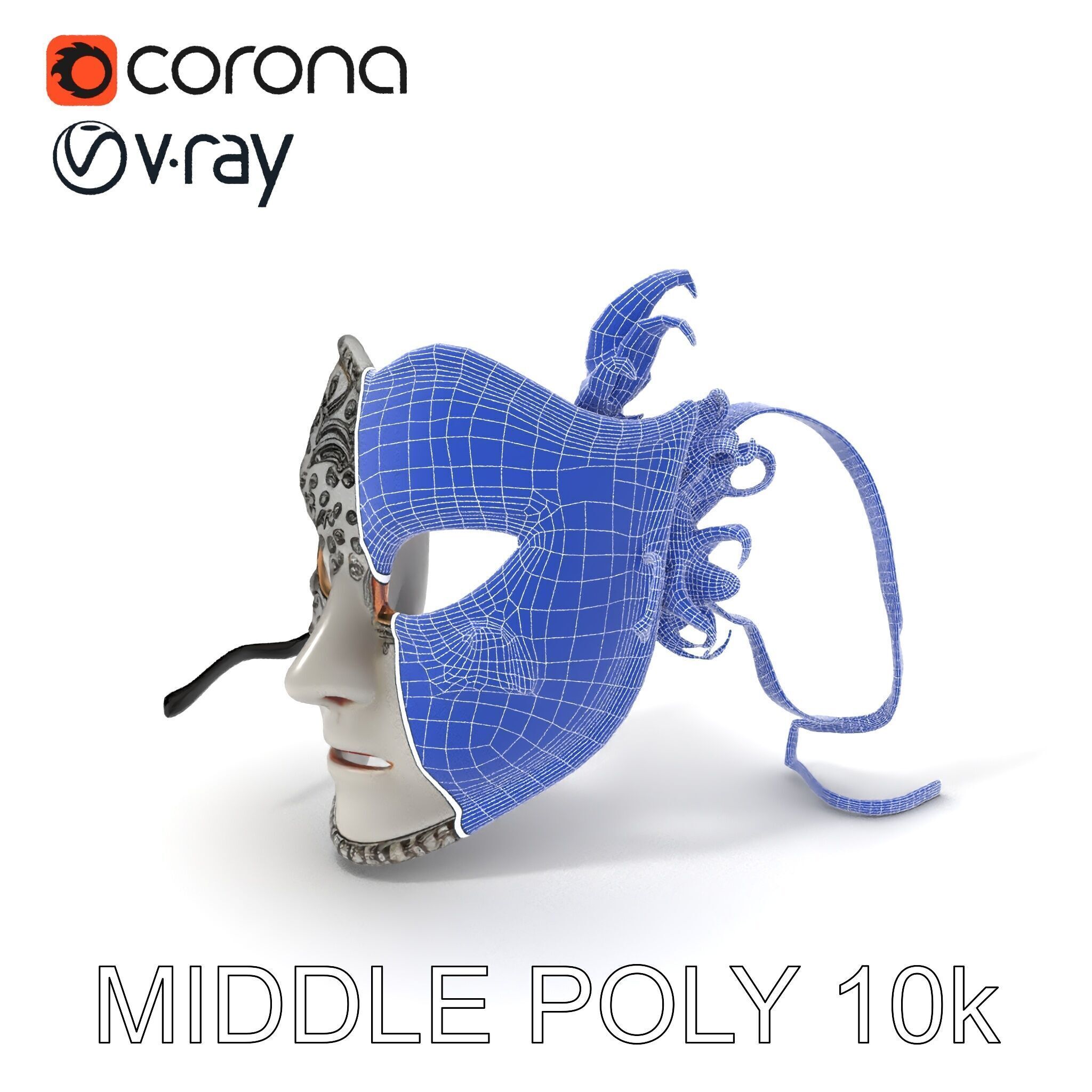 Intricate Venetian Mask Model Pack Low-poly 3D model_14