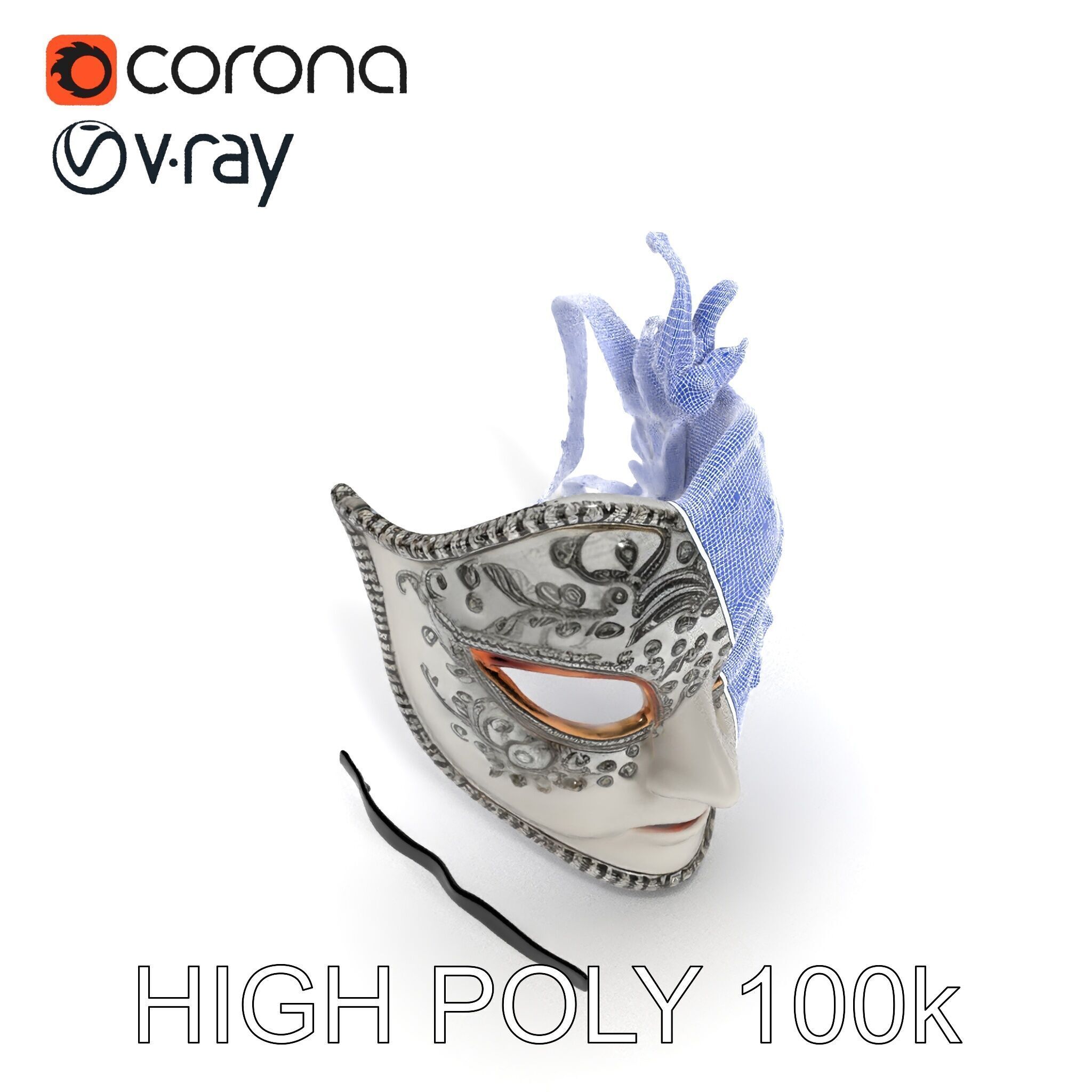Intricate Venetian Mask Model Pack Low-poly 3D model_25