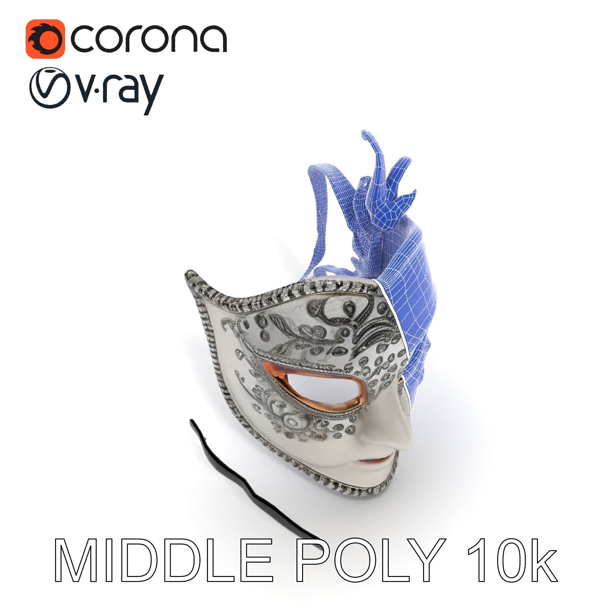 Intricate Venetian Mask Model Pack Low-poly 3D model_6