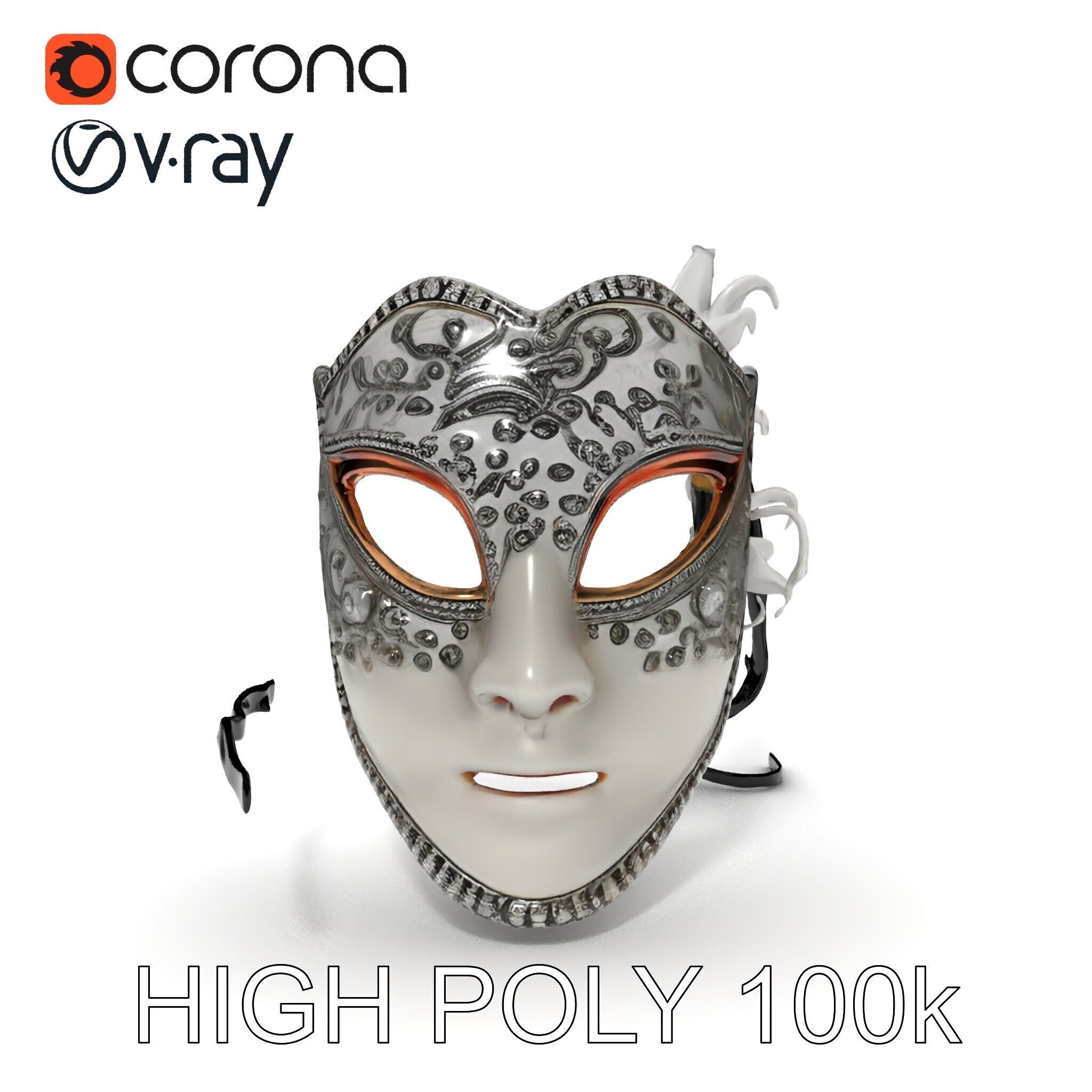 Intricate Venetian Mask Model Pack Low-poly 3D model_32