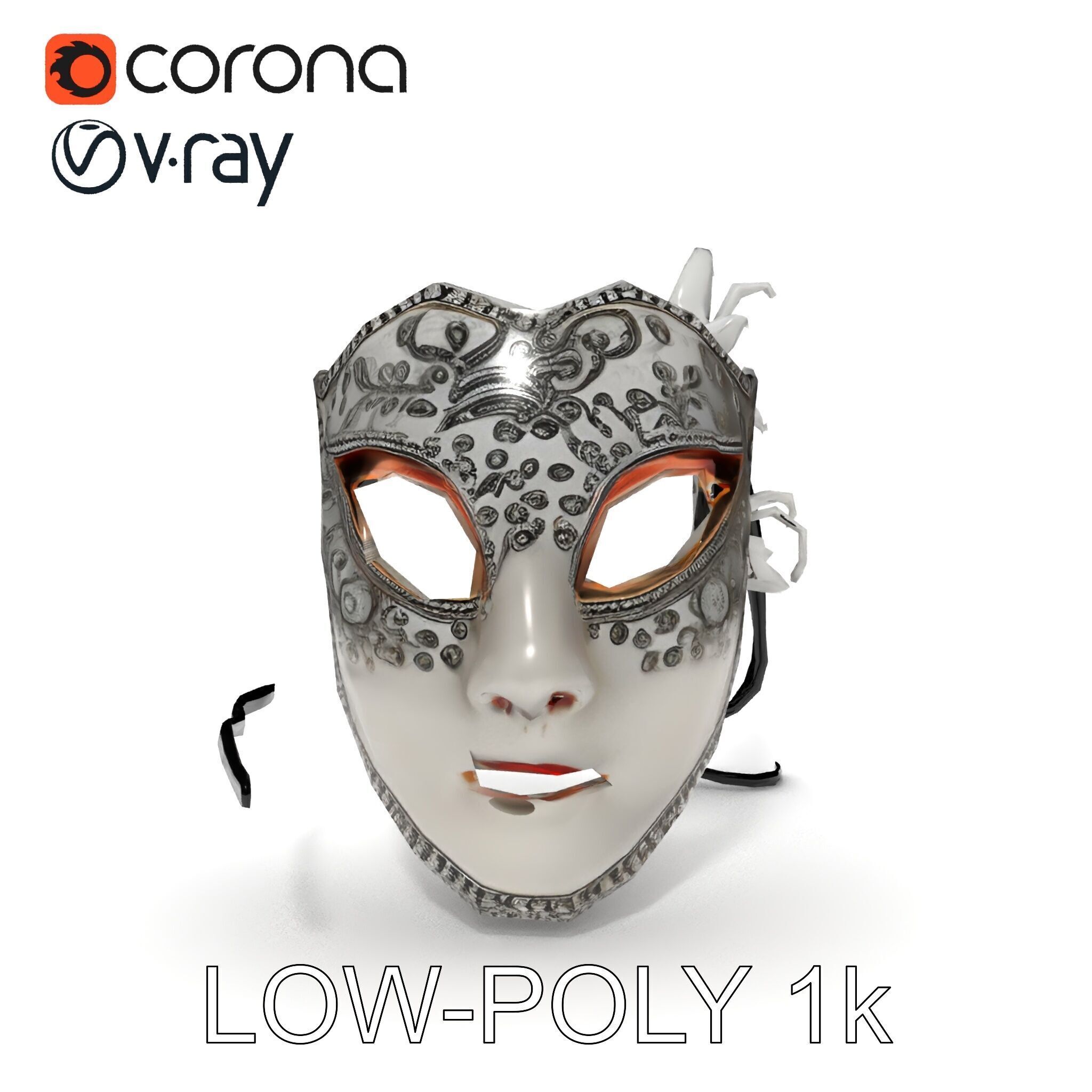 Intricate Venetian Mask Model Pack Low-poly 3D model_21