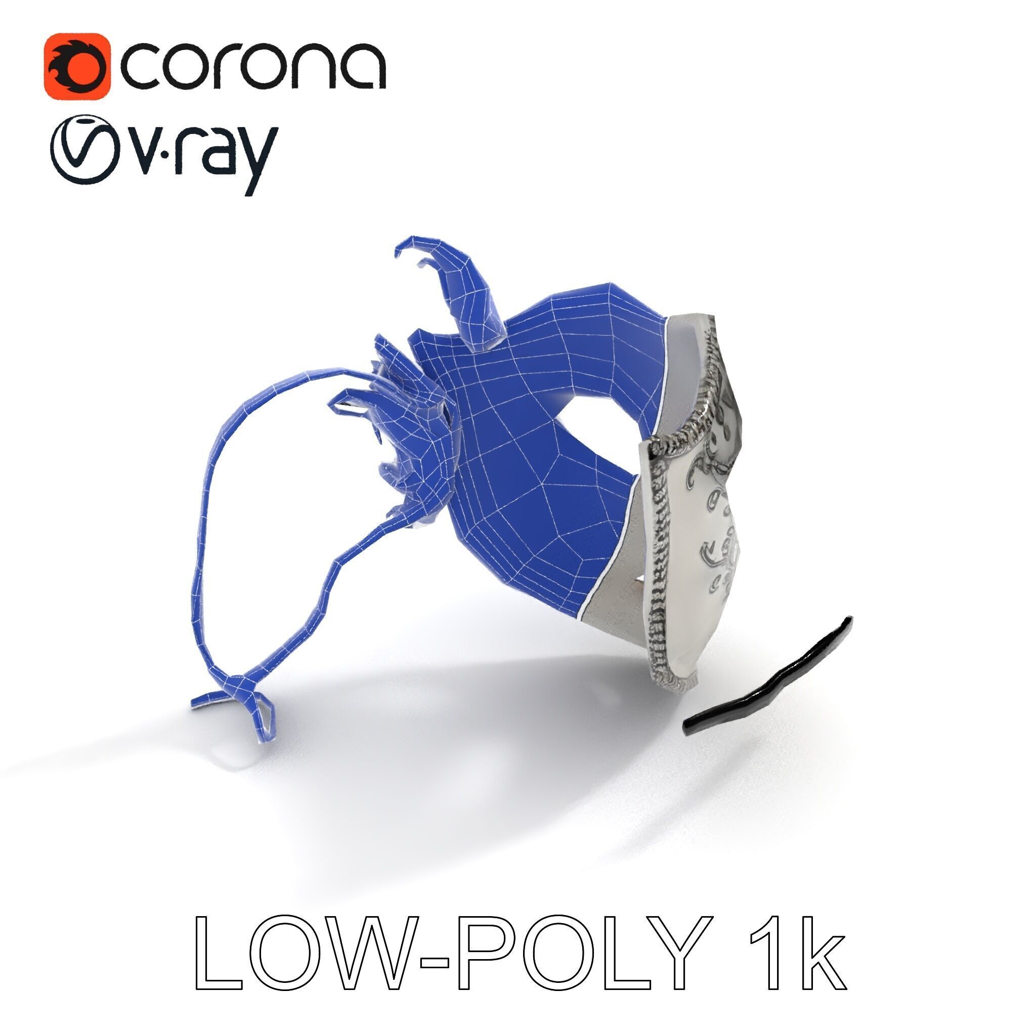 Intricate Venetian Mask Model Pack Low-poly 3D model_9