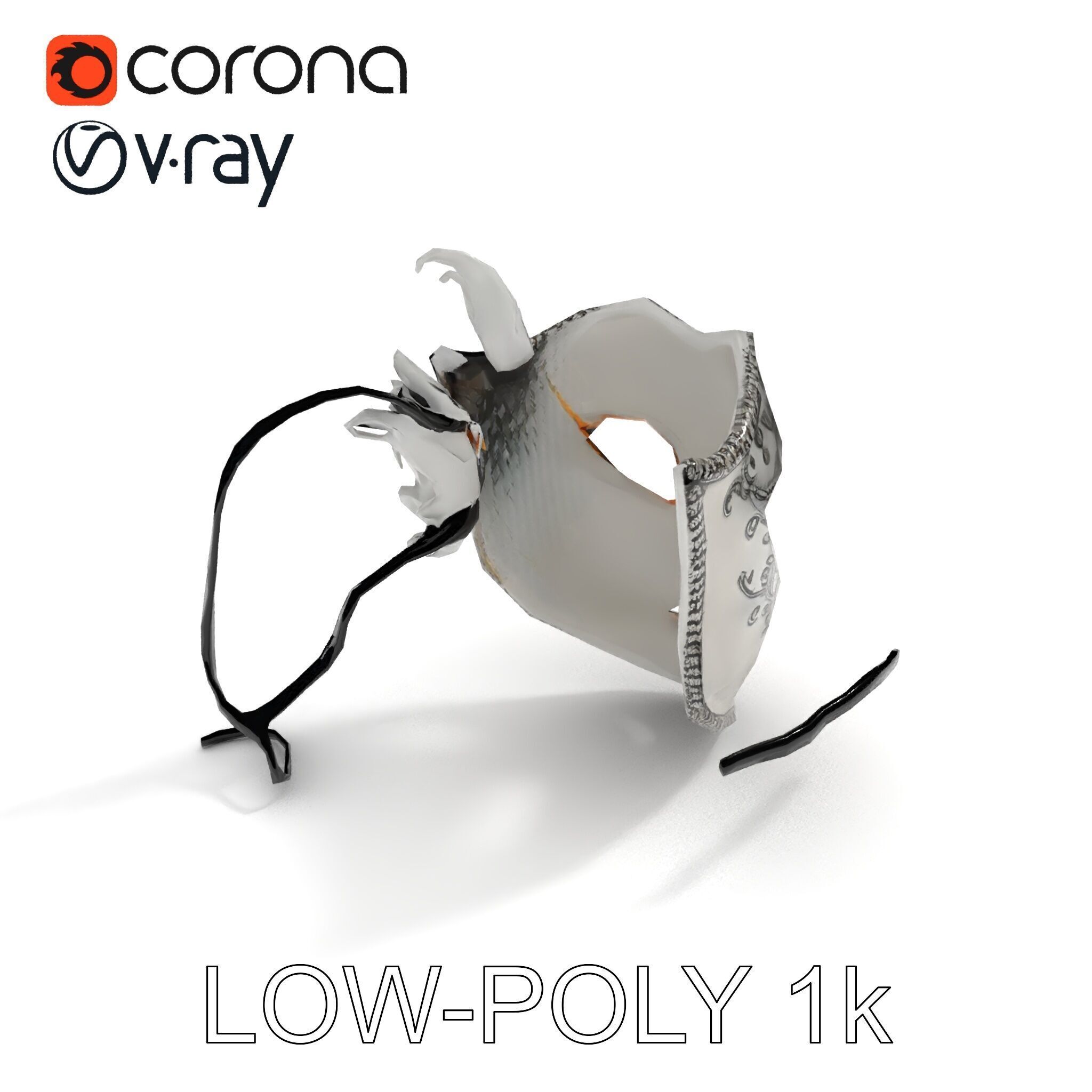 Intricate Venetian Mask Model Pack Low-poly 3D model_29