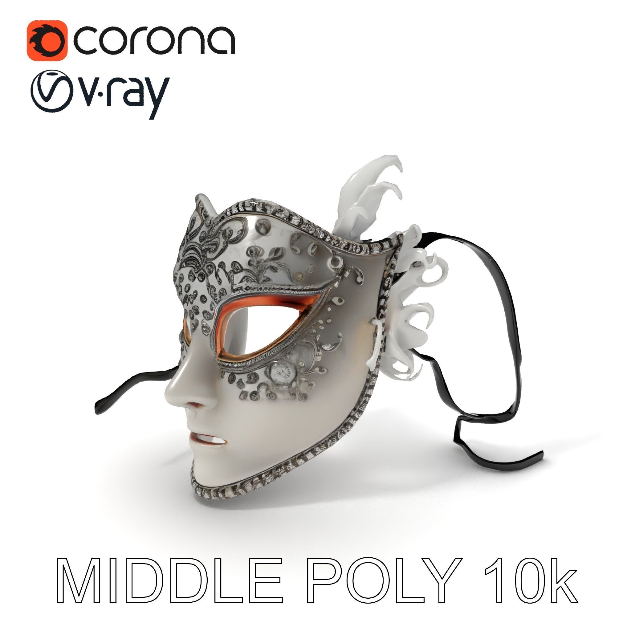 Intricate Venetian Mask Model Pack Low-poly 3D model_23