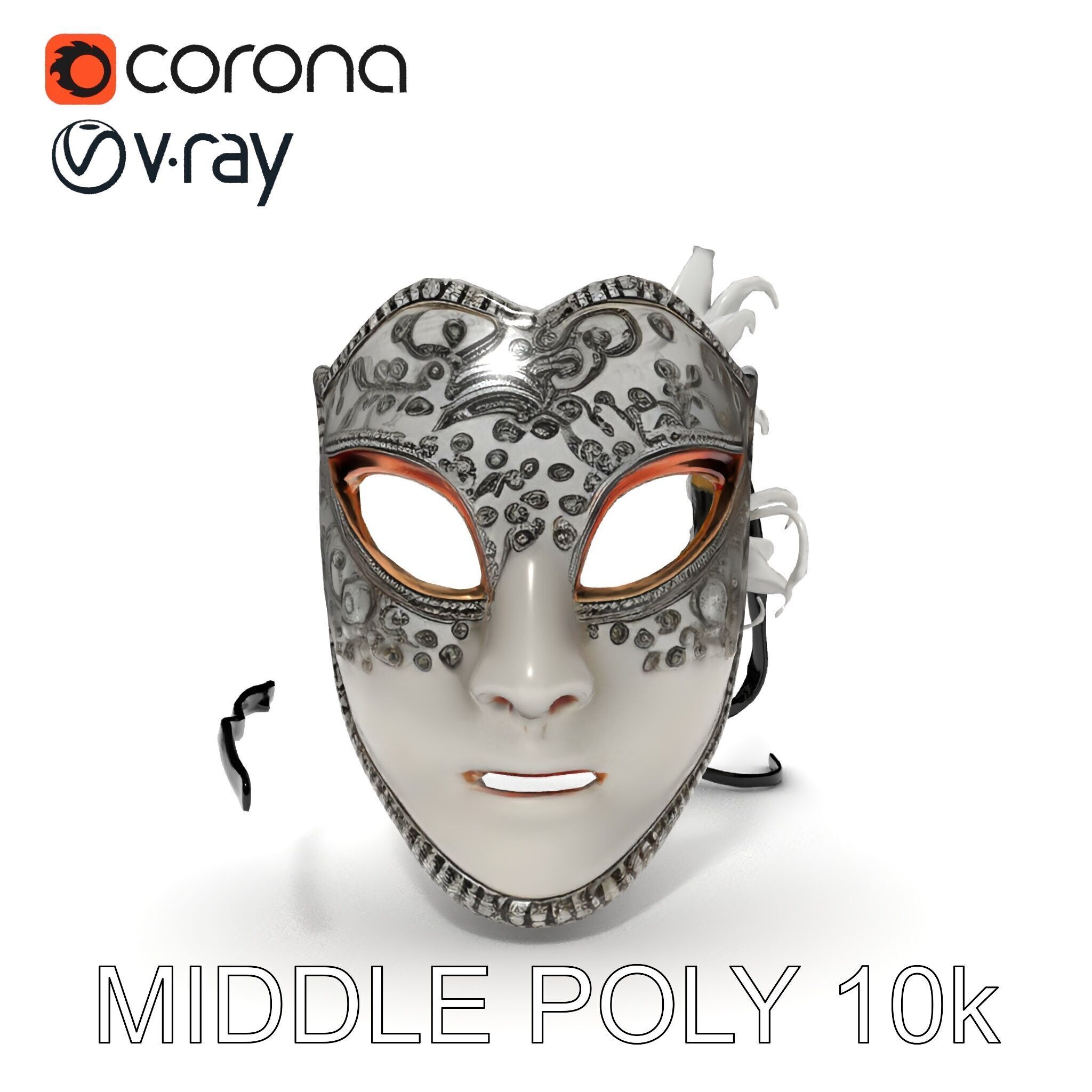 Intricate Venetian Mask Model Pack Low-poly 3D model_33