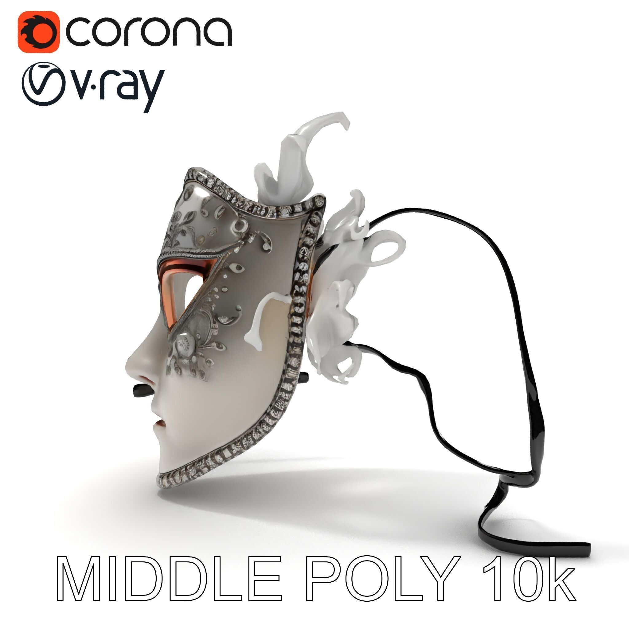 Intricate Venetian Mask Model Pack Low-poly 3D model_20