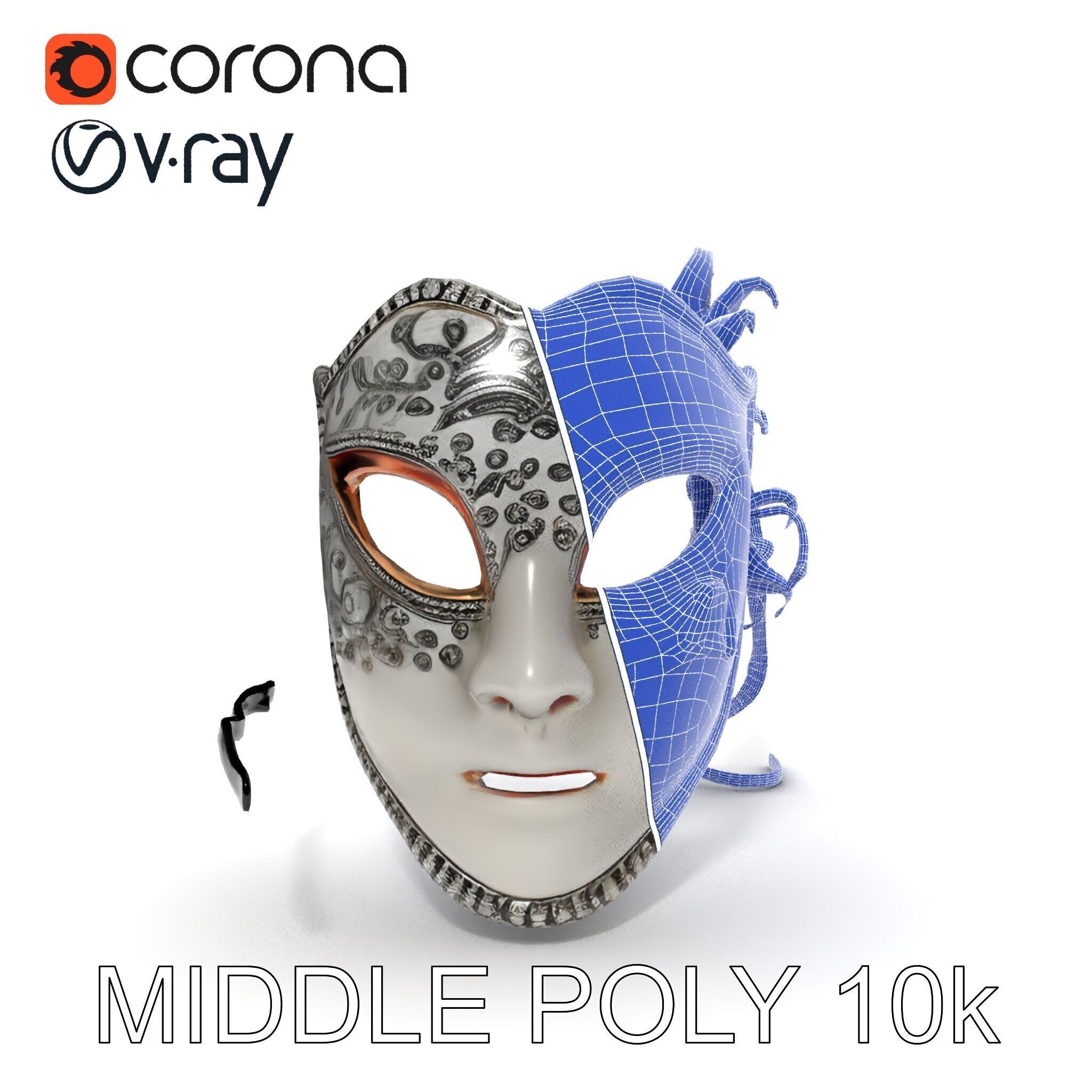 Intricate Venetian Mask Model Pack Low-poly 3D model_8