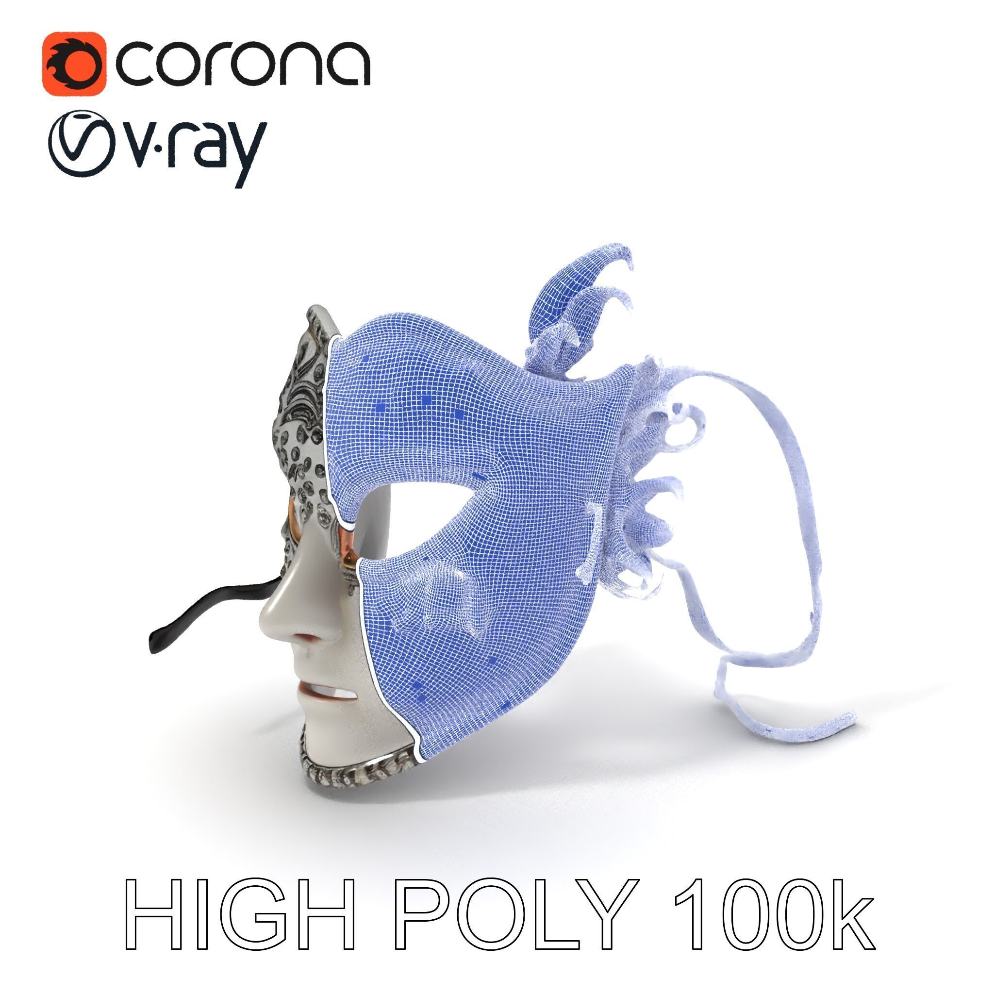 Intricate Venetian Mask Model Pack Low-poly 3D model_4