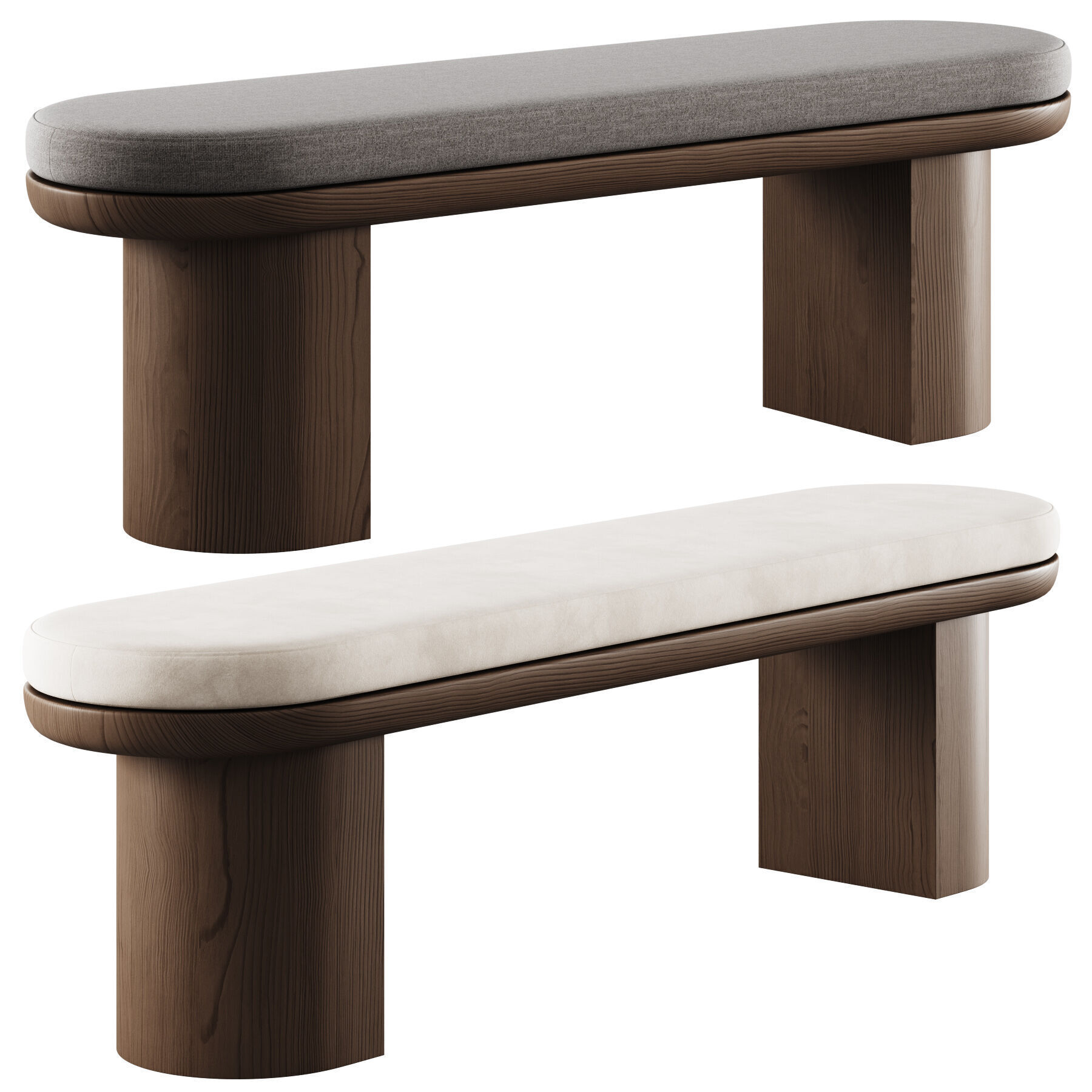 Luna Dining Bench By Cancan 3D model_3