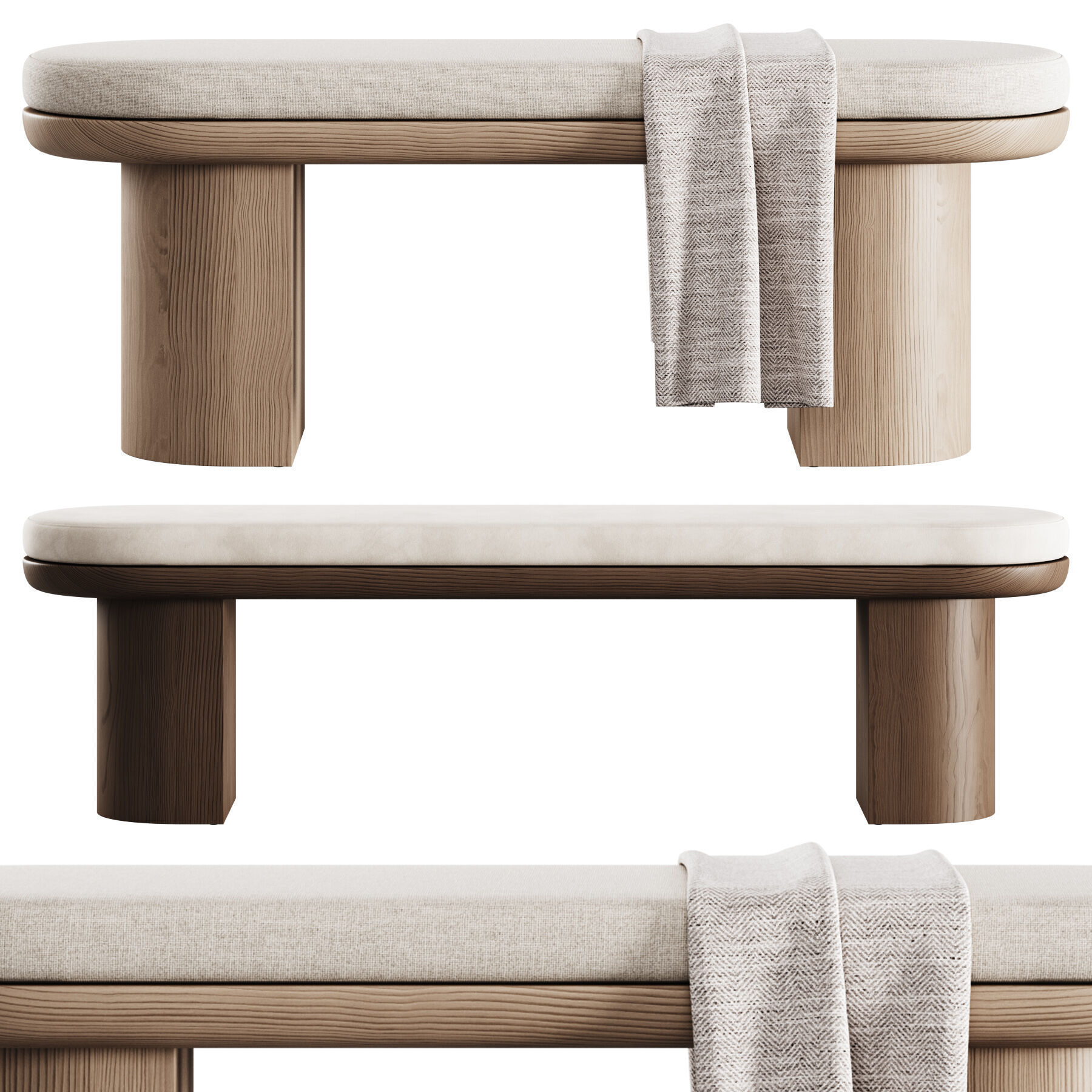 Luna Dining Bench By Cancan 3D model_2
