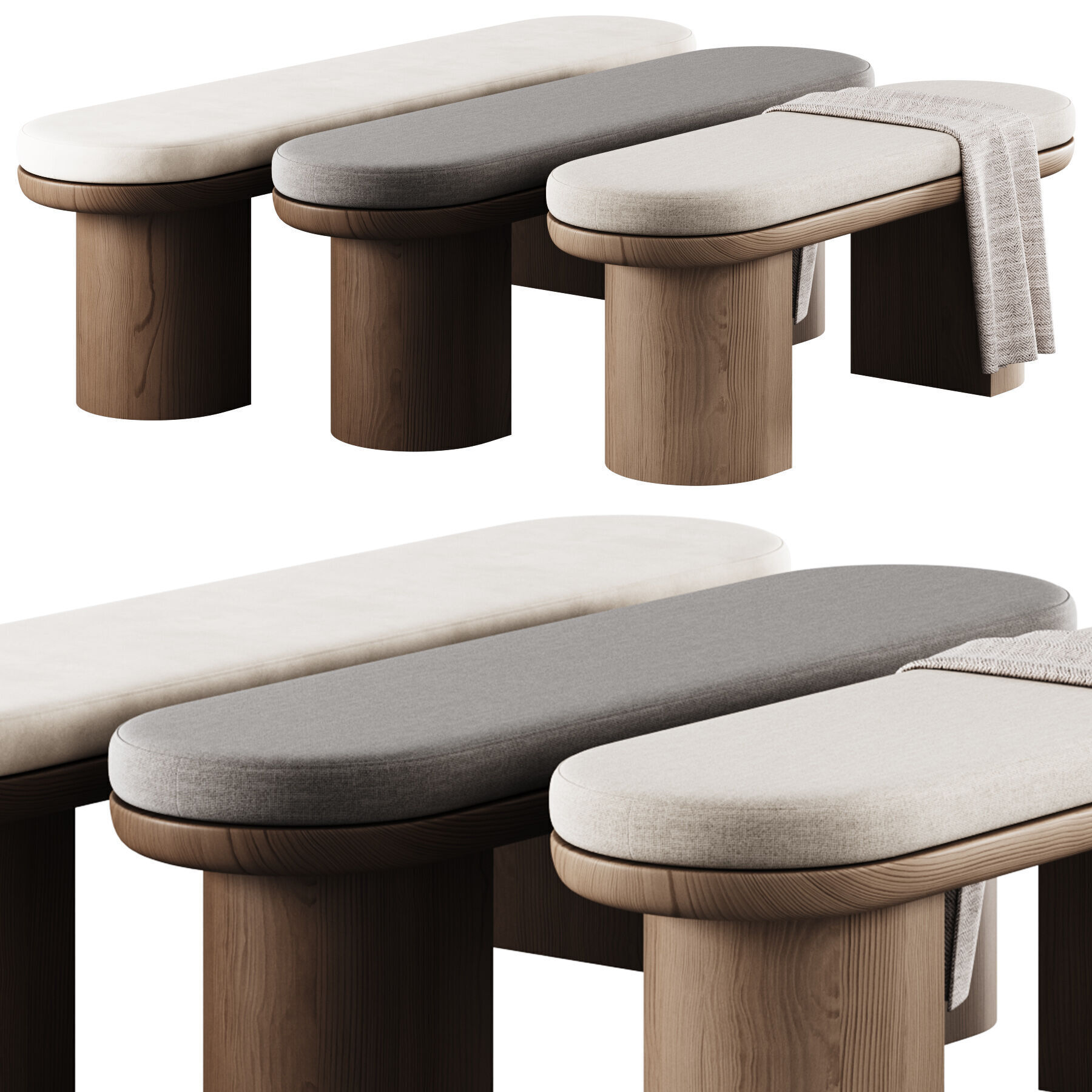 Luna Dining Bench By Cancan 3D model_4