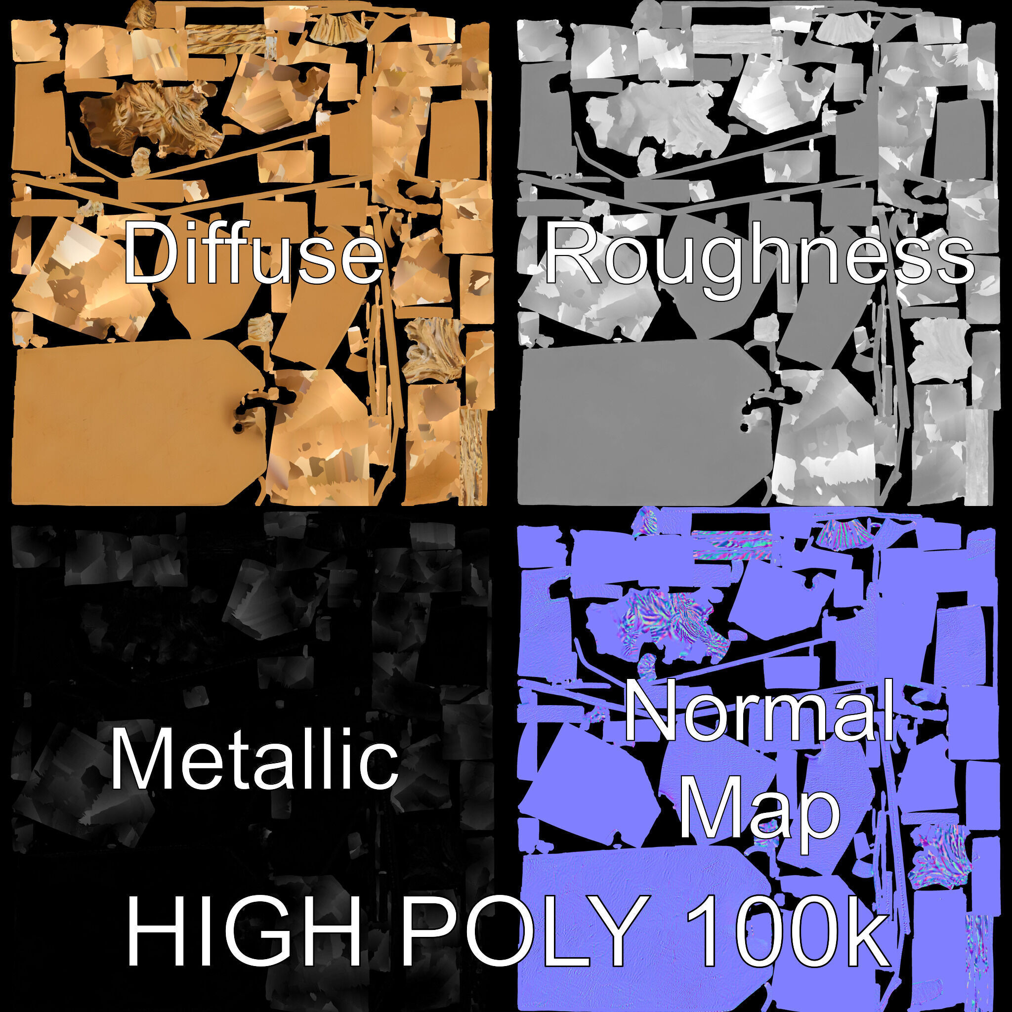 Vintage Paper Tag D Model Pack Texture_2