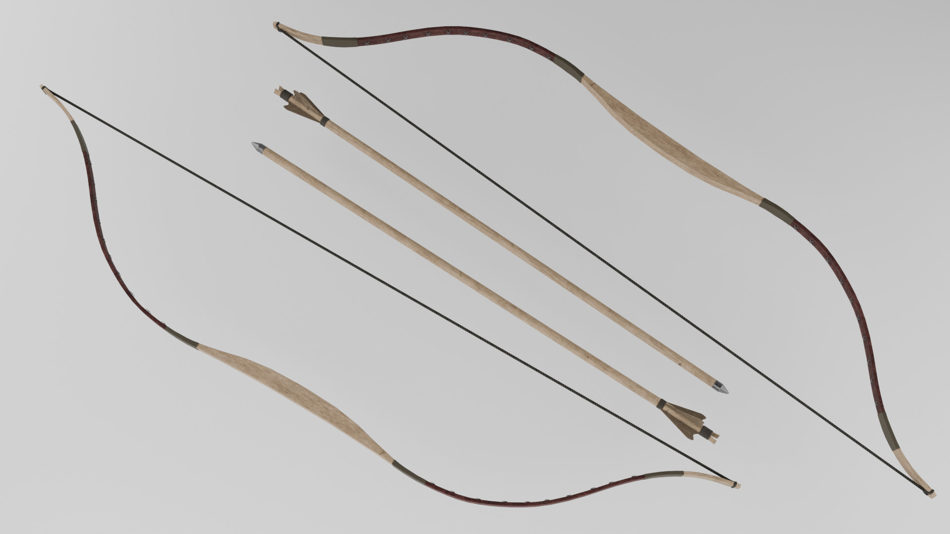 Game Ready Arrow and Bow Weapons Package v1 - 6 Assets Low-poly 3D model_10