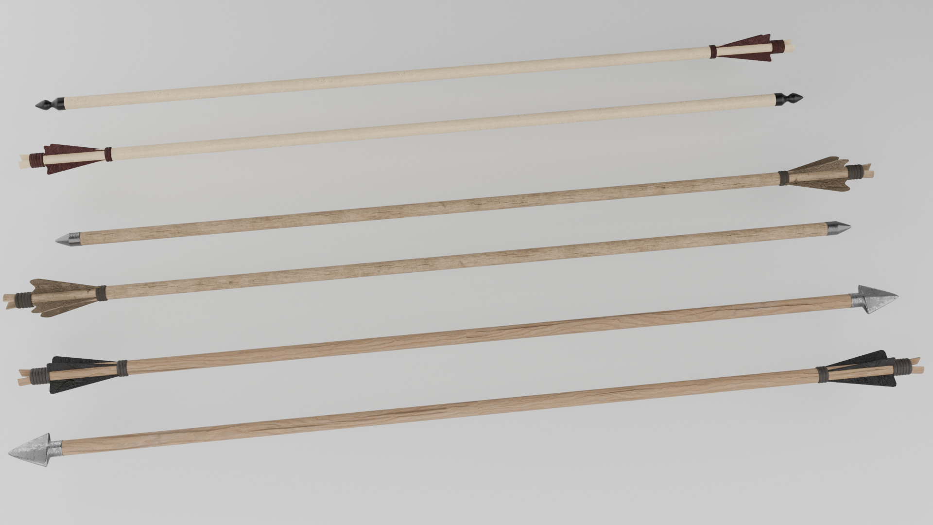 Game Ready Arrow and Bow Weapons Package v1 - 6 Assets Low-poly 3D model_19