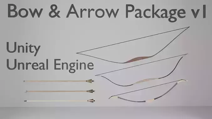 Game Ready Arrow and Bow Weapons Package v1 - 6 Assets