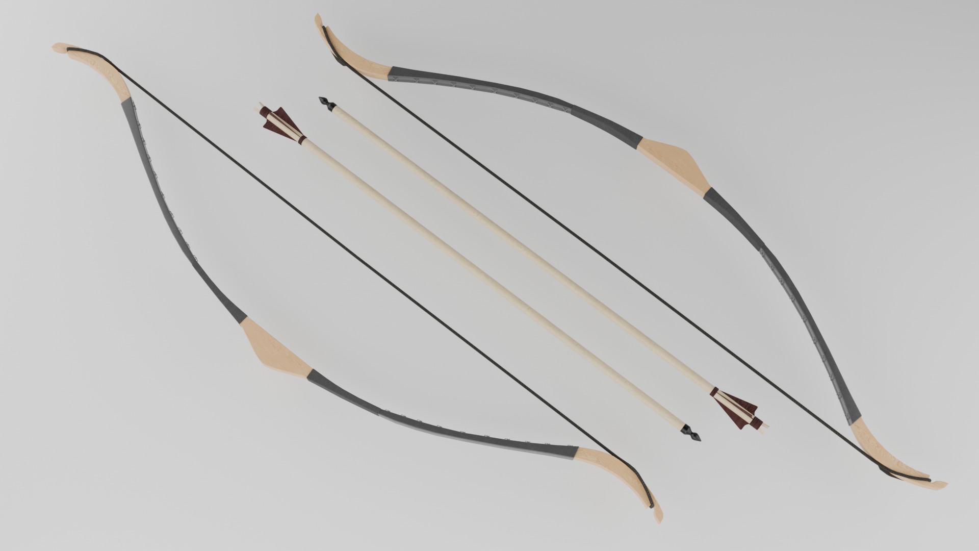 Game Ready Arrow and Bow Weapons Package v1 - 6 Assets Low-poly 3D model_7