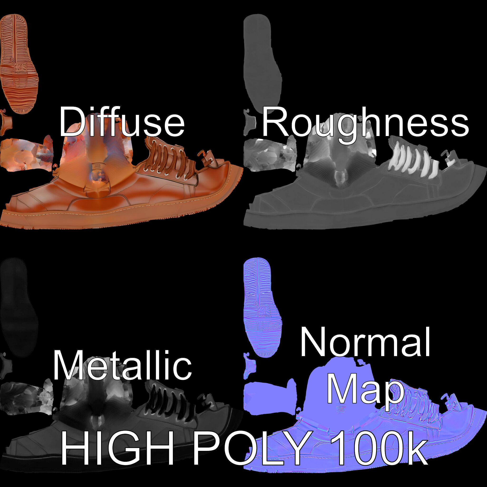 Casual Leather Sneaker D Model Pack Low-poly 3D model_2