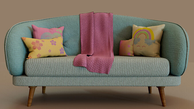 Sofa Set Low-poly 3D model 2
