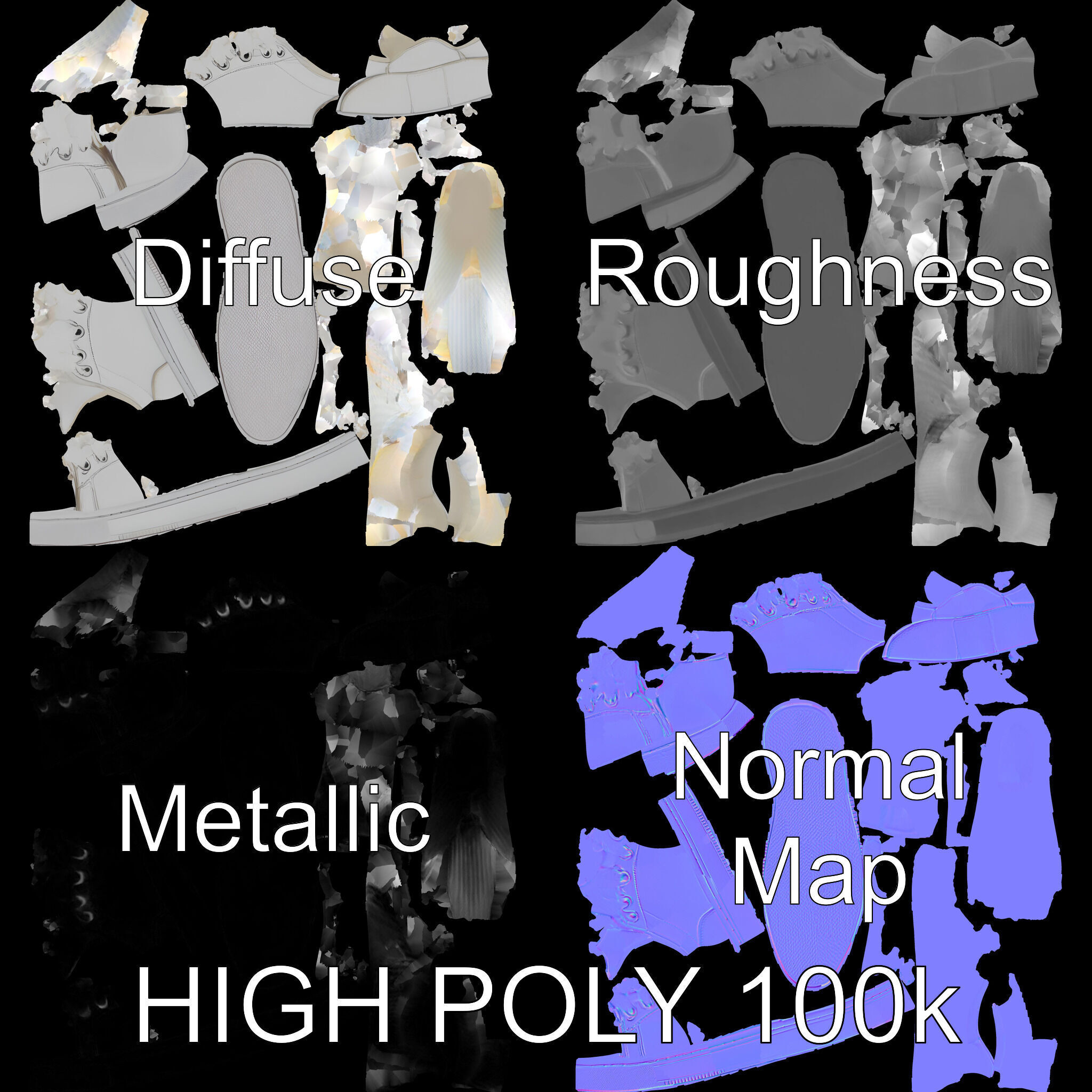 Realistic Sneaker Model Pack Low-poly 3D model_2