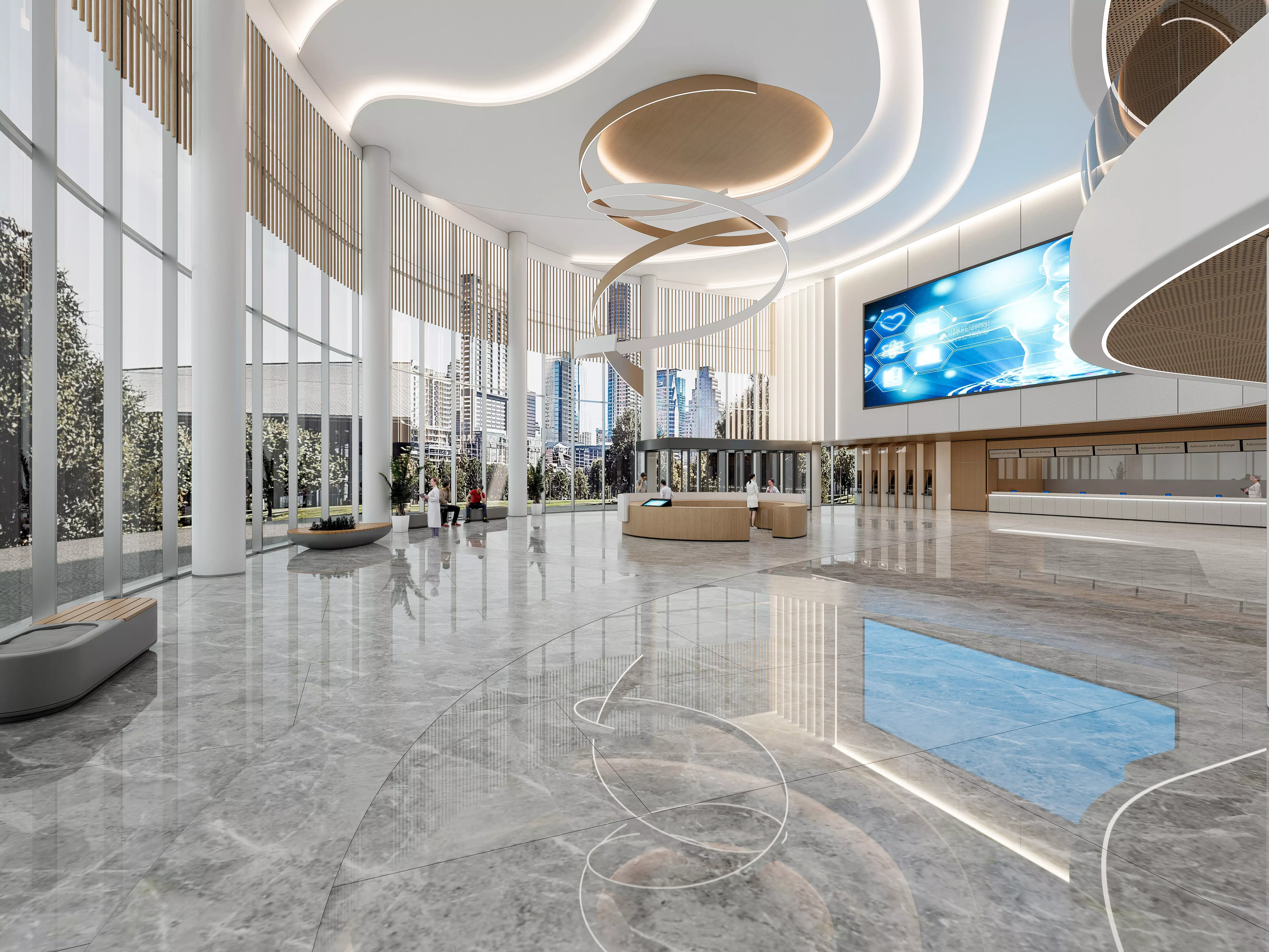Hospital lobby reception hall 21 3D model_0