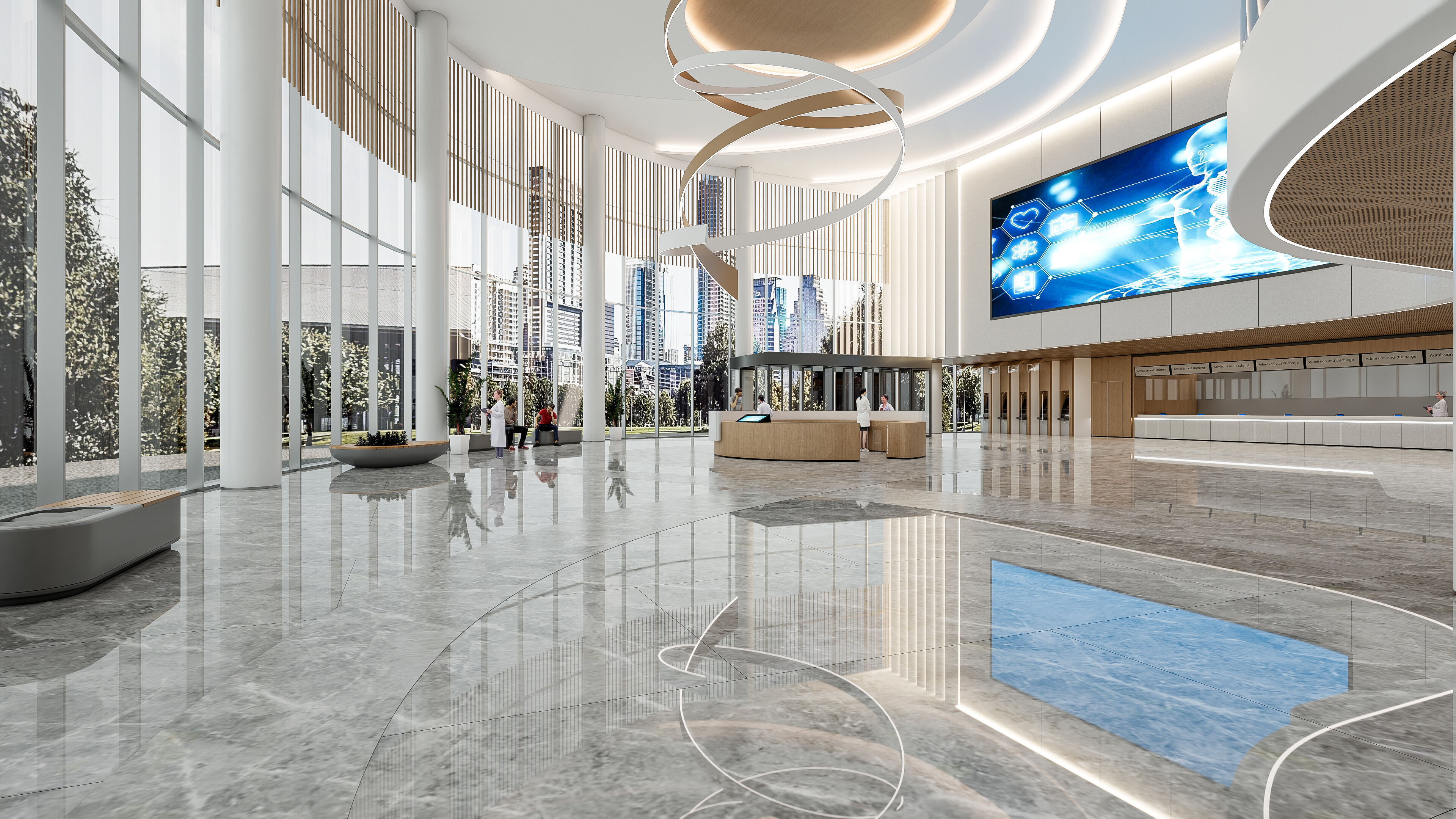 Hospital lobby reception hall 21 3D model_2
