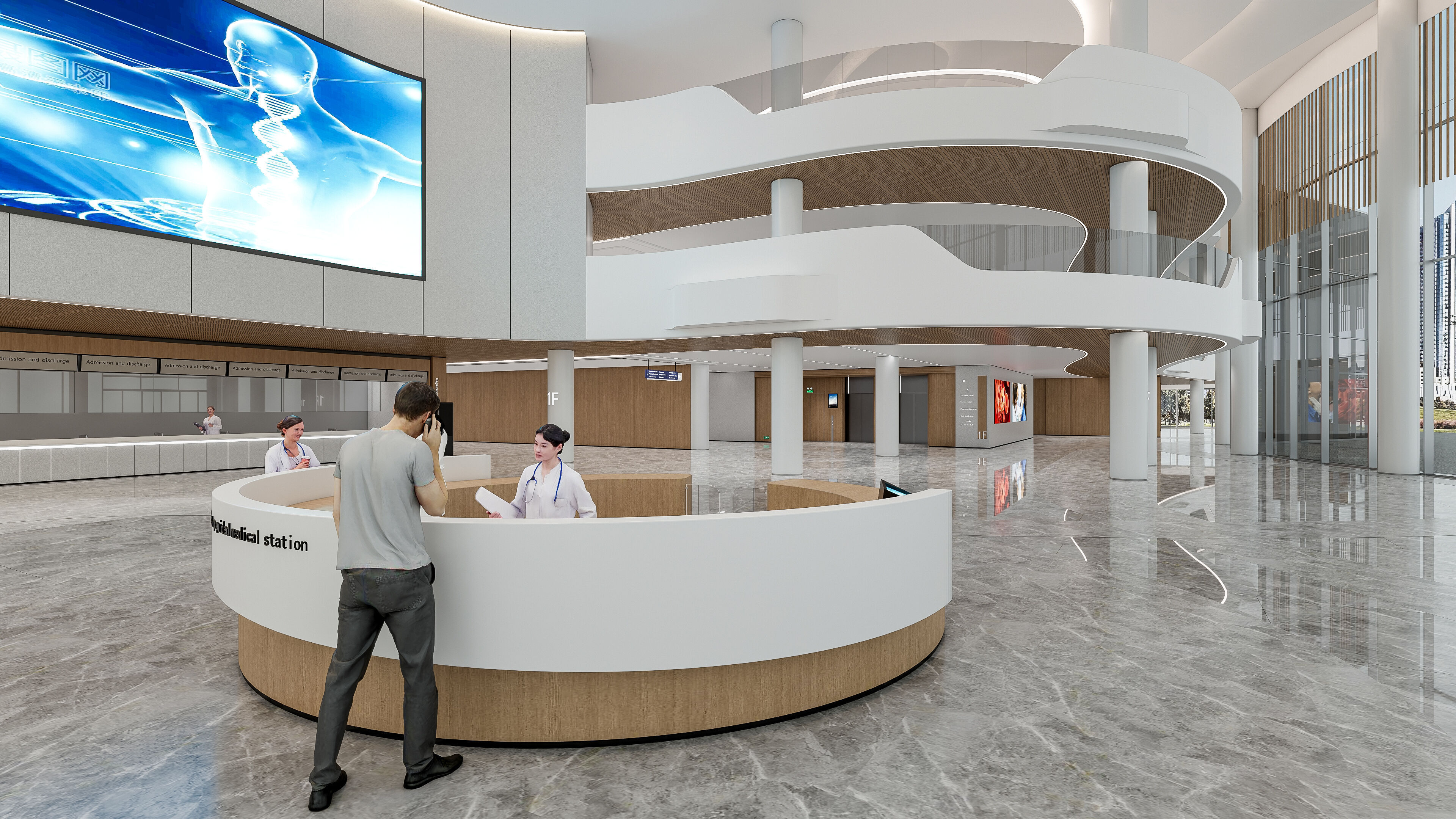 Hospital lobby reception hall 21 3D model_6
