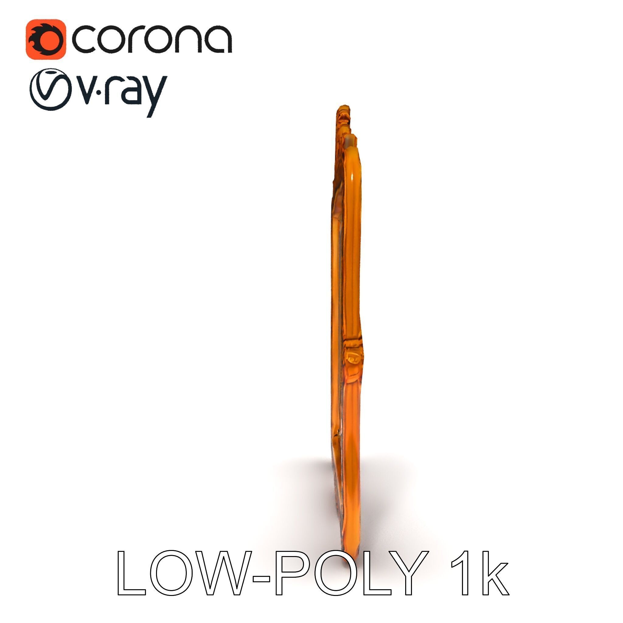 Baroque Ornate Mirror Frame Model Pack Low-poly 3D model_13