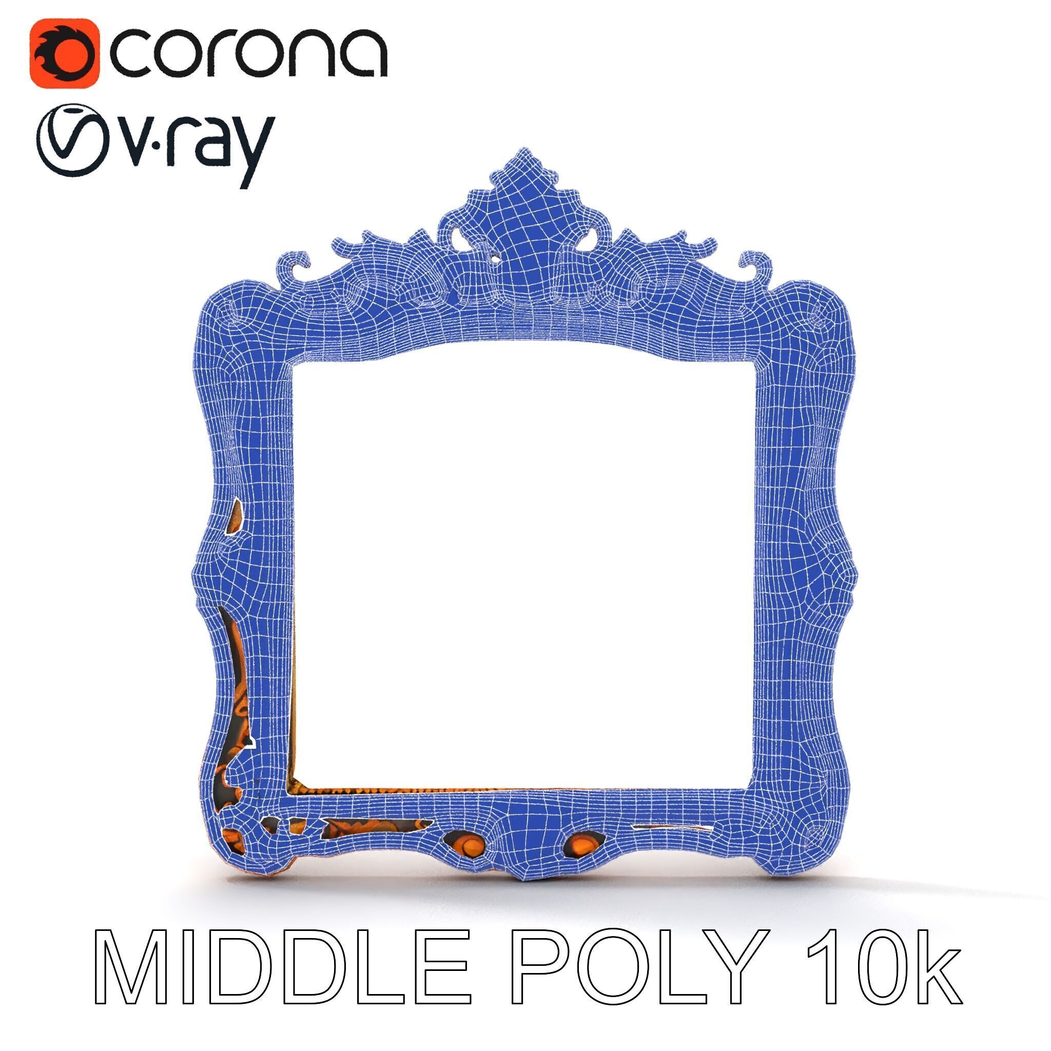 Baroque Ornate Mirror Frame Model Pack Low-poly 3D model_34
