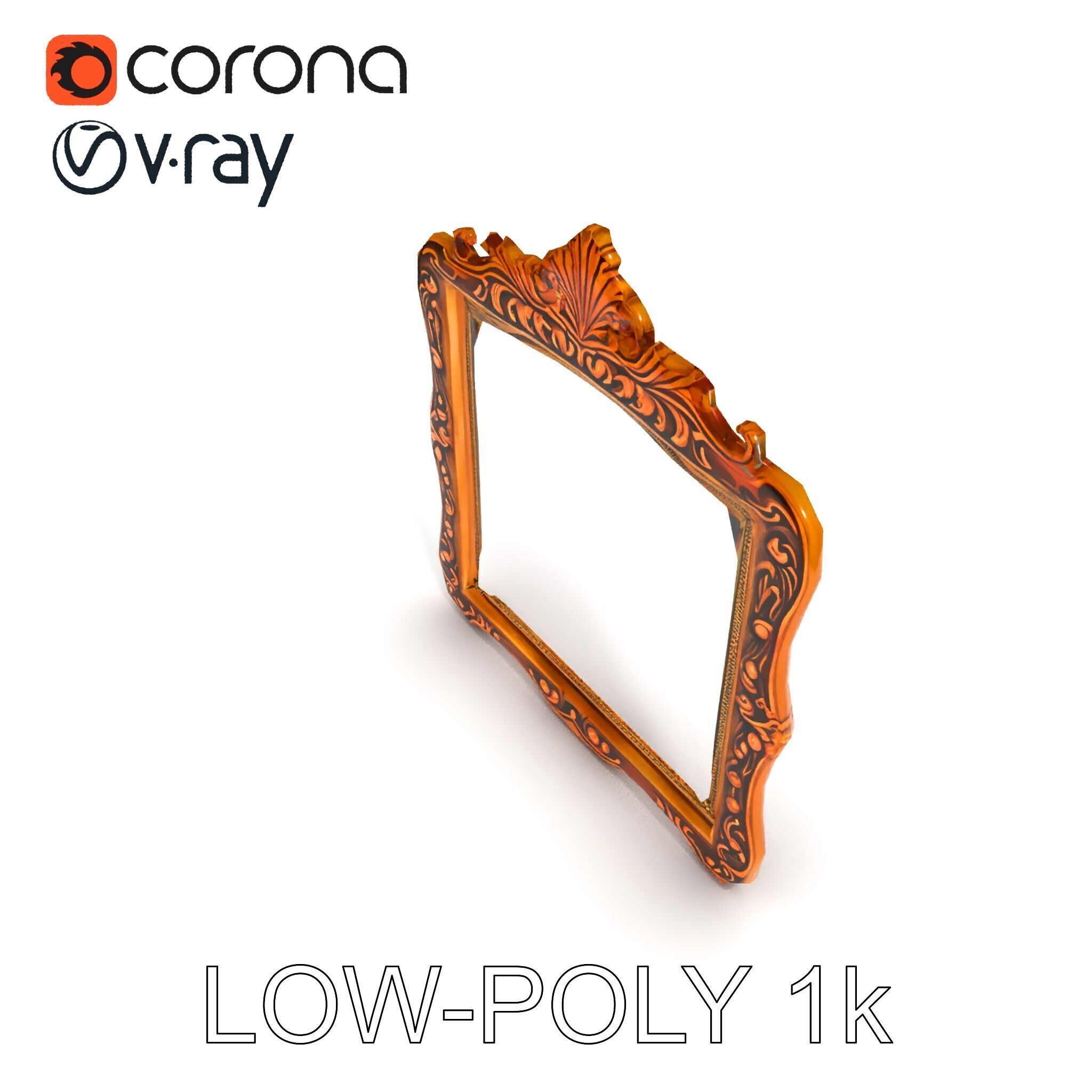Baroque Ornate Mirror Frame Model Pack Low-poly 3D model_19