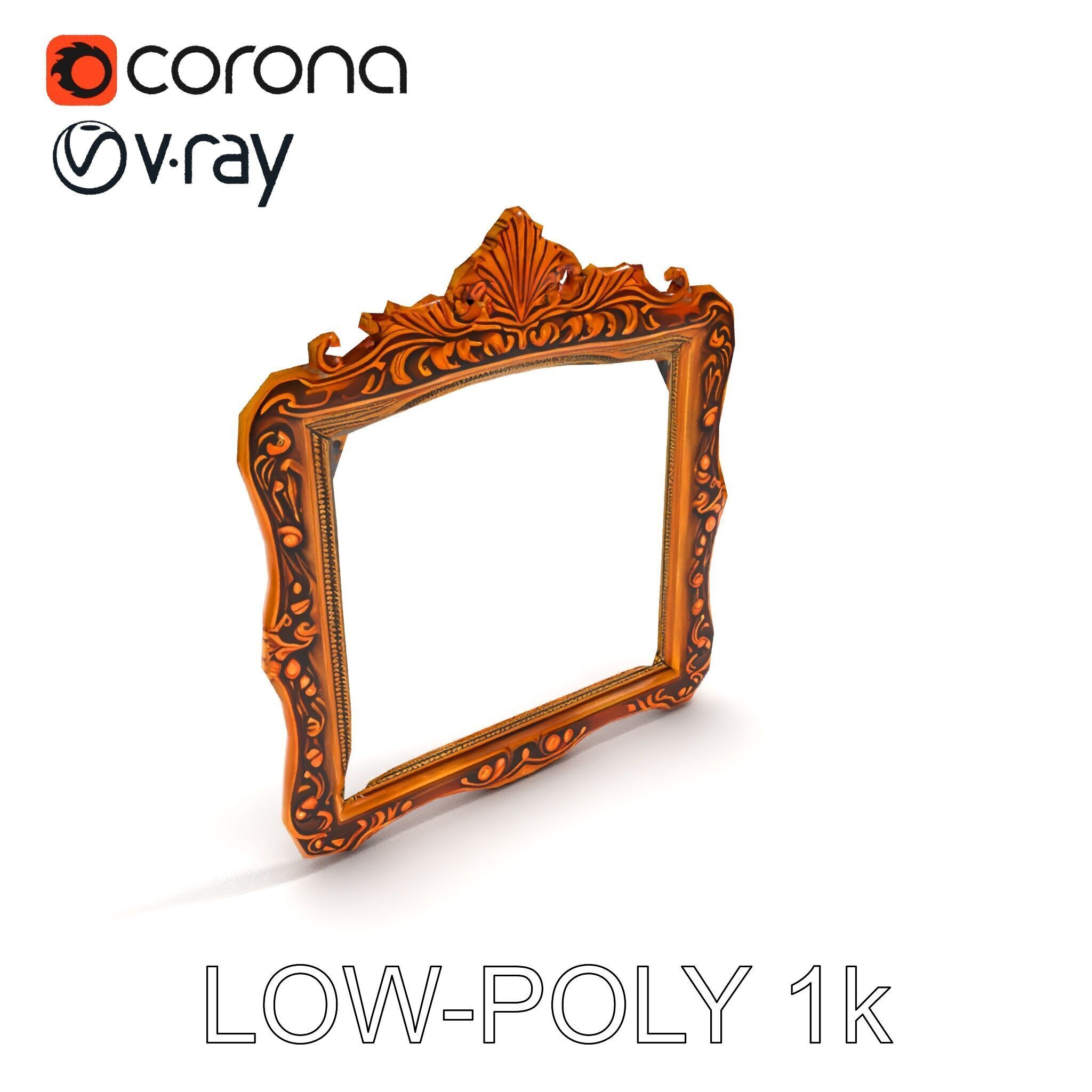Baroque Ornate Mirror Frame Model Pack Low-poly 3D model_25