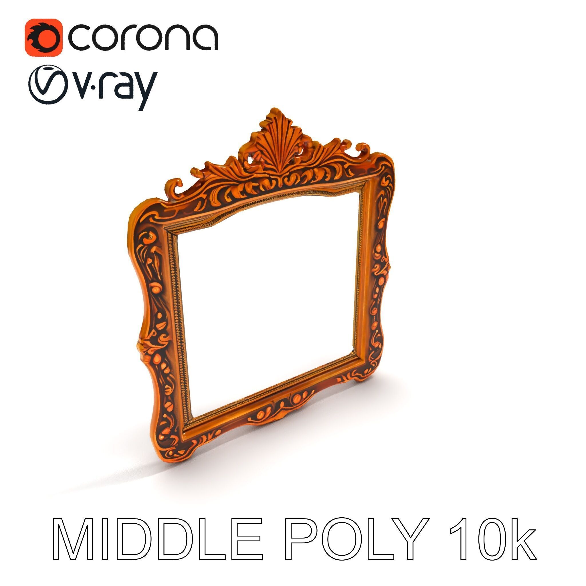 Baroque Ornate Mirror Frame Model Pack Low-poly 3D model_31