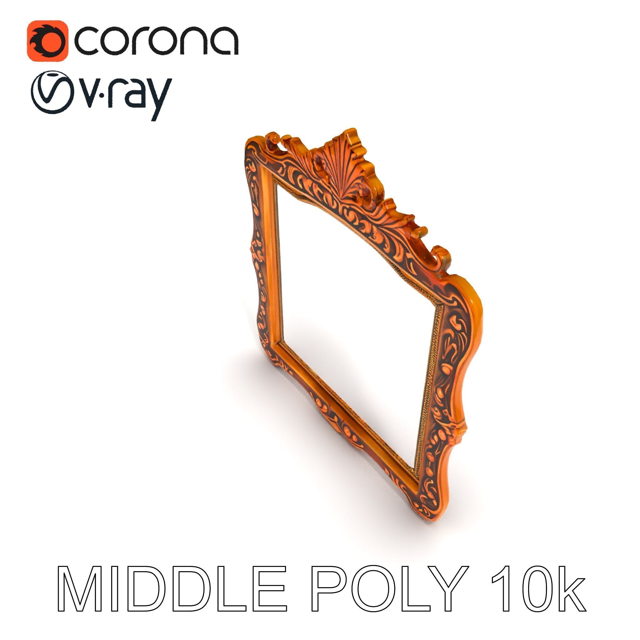 Baroque Ornate Mirror Frame Model Pack Low-poly 3D model_29