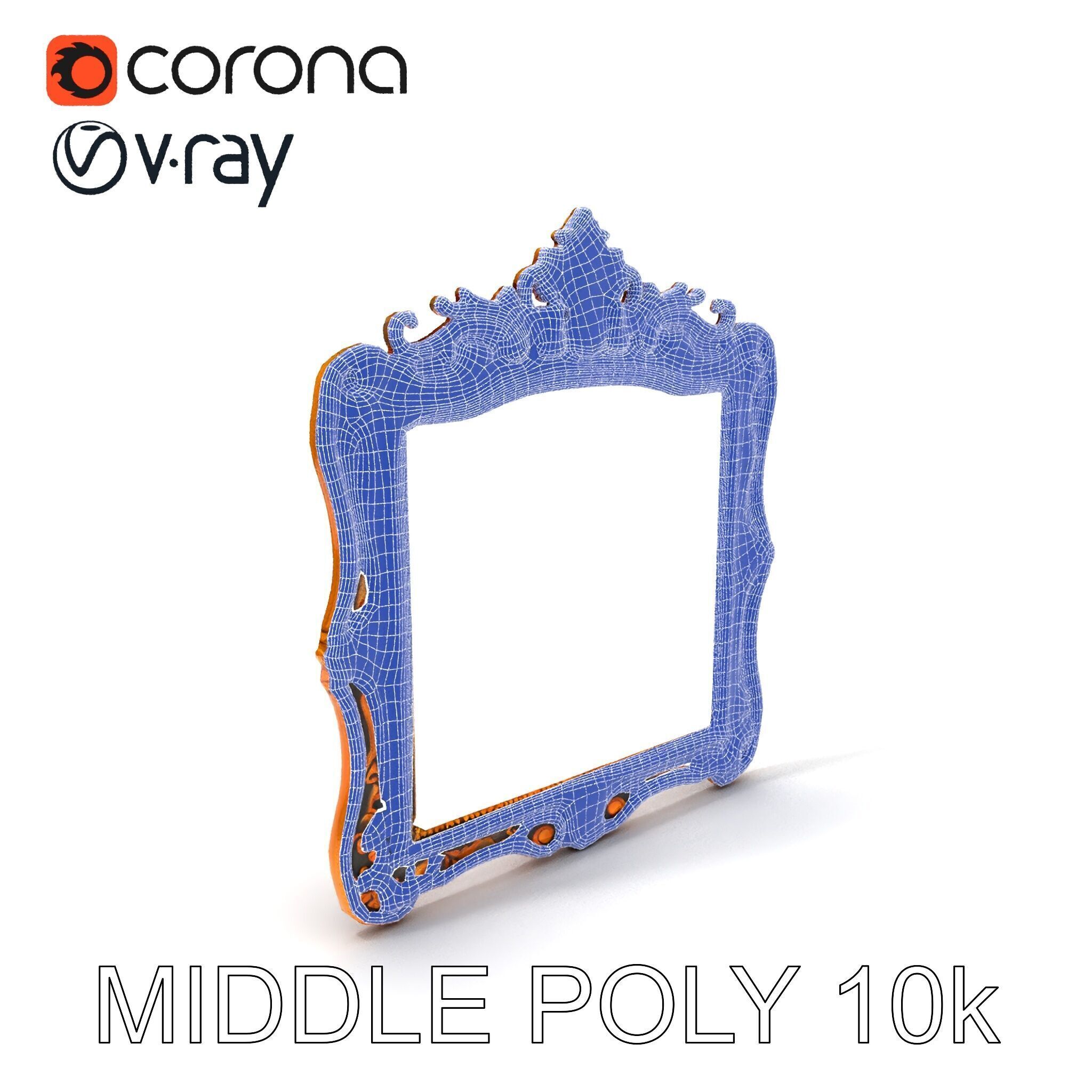 Baroque Ornate Mirror Frame Model Pack Low-poly 3D model_21